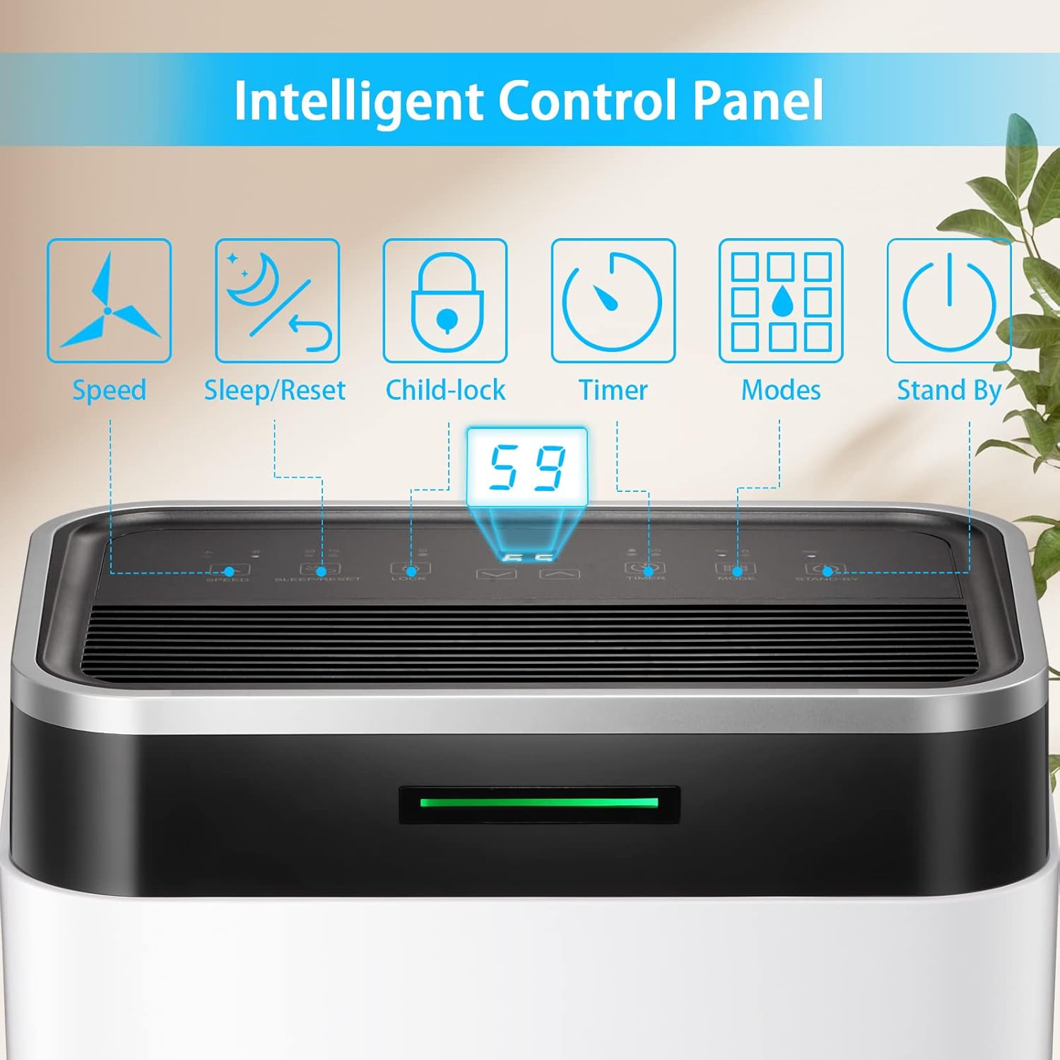 ZAFRO Dehumidifier for Home 45Pints/Day, Garage dehumidifier with Low Noise,Basement Dehumidifier with Drain Hose,6500ML Water Tank,Intelligent