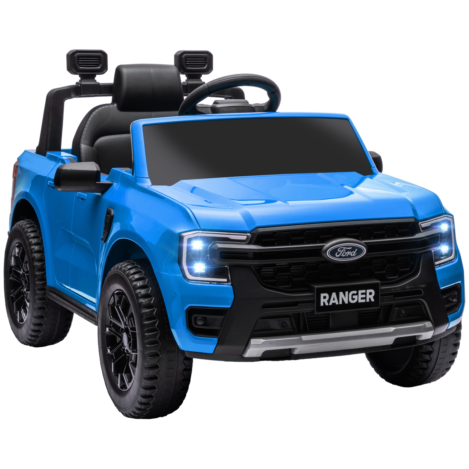 Qaba Ford Ranger Licensed 12V Ride on Car with Rear Storage, Battery Powered Kids Electric Car Truck with Remote Control, Spring Suspension,