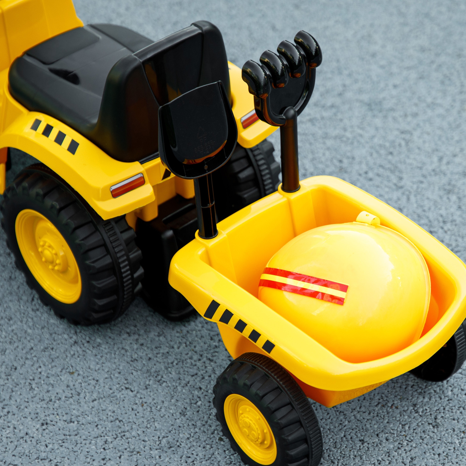 Qaba Ride On Tractor, Caterpillar Licensed Kids Ride on Toys Push Car with Shovel, Detachable Trailer, No Power Construction Car for Toddlers 18-36