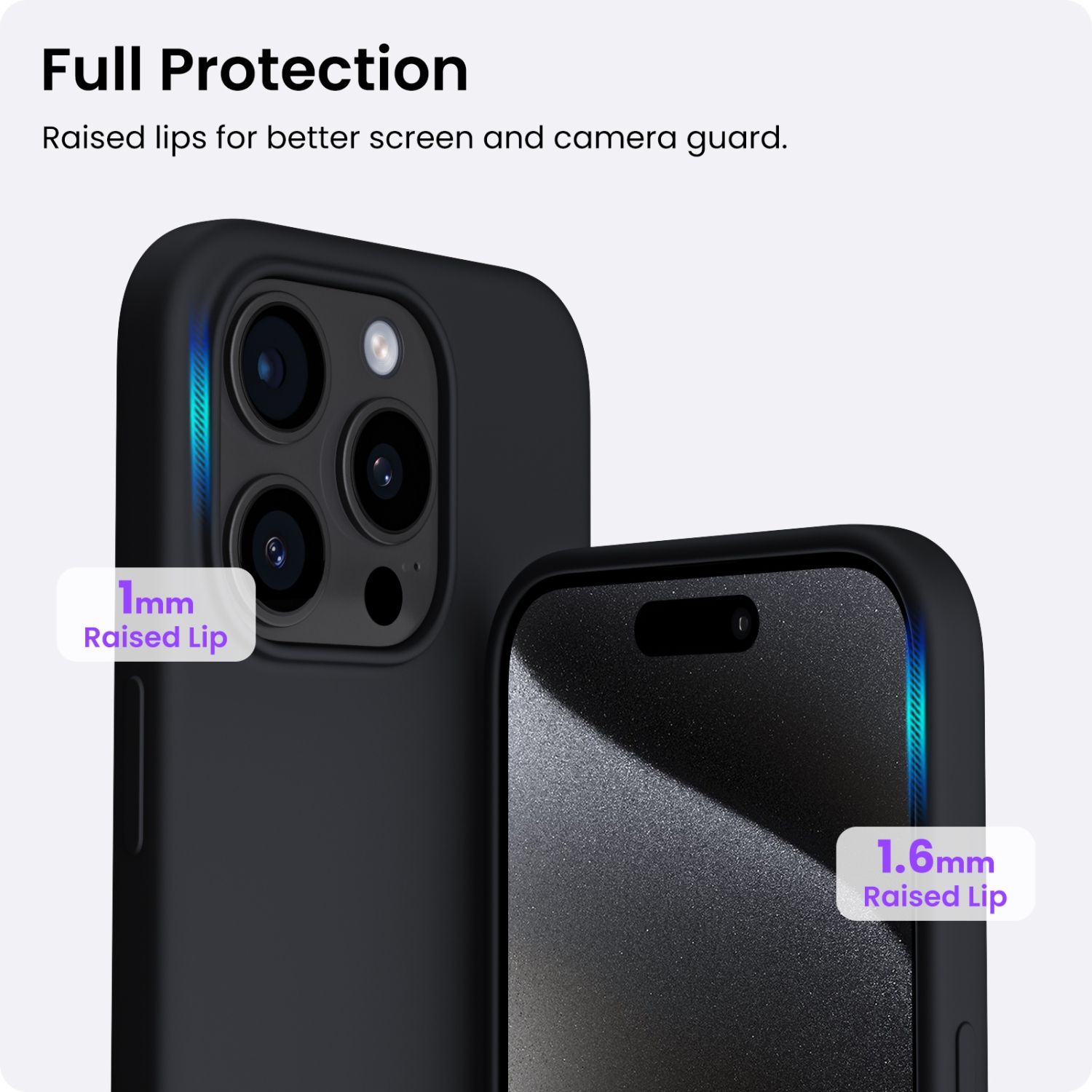ORNARTO – compatible avec l’étui iPhone 15 Pro 6,1, étui protecteur mince en silicone liquide à 3 couches entièrement recouvert de gel souple en