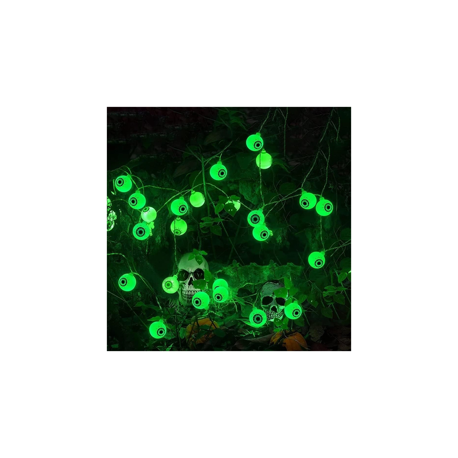 YOULIGHTS Halloween Eyeball String Lights, 5ft 10 LED Halloween Light String, Battery Operated Green Eyeball Shaped LED Light for Halloween Party
