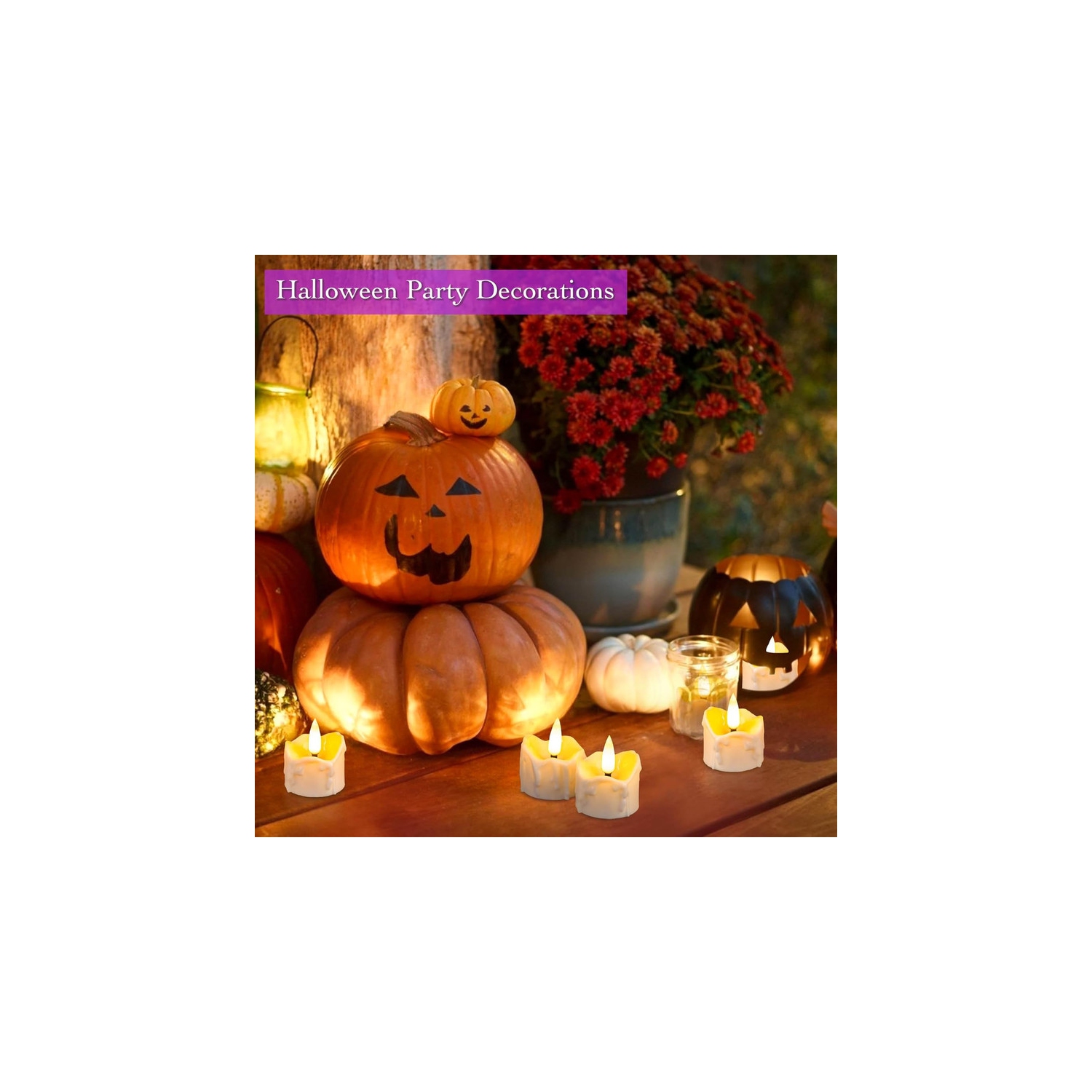 YOULIGHTS 12 Pack Timer Tea Lights Candles Battery Operated, Flameless Flickering LED Tealight Timer Votive Light, for Christmas Halloween Pumpkin