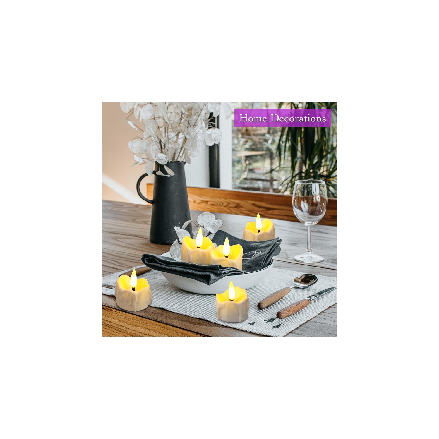 YOULIGHTS 12 Pack Timer Tea Lights Candles Battery Operated, Flameless Flickering LED Tealight Timer Votive Light, for Christmas Halloween Pumpkin