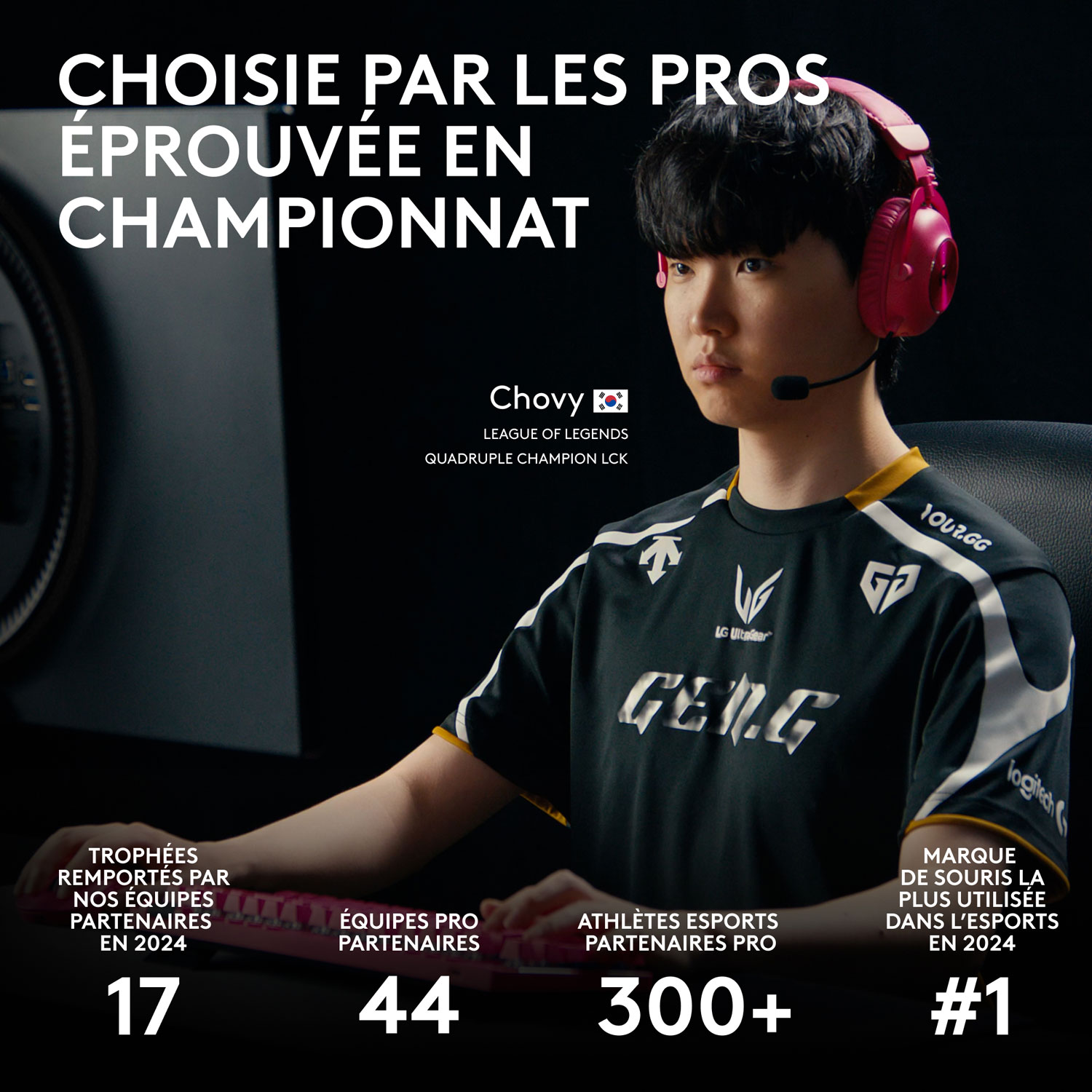 Souris de jeu optique sans fil légère à 5 boutons de 44 000 ppp PRO X SUPERLIGHT 2 DEX de Logitech - Noir