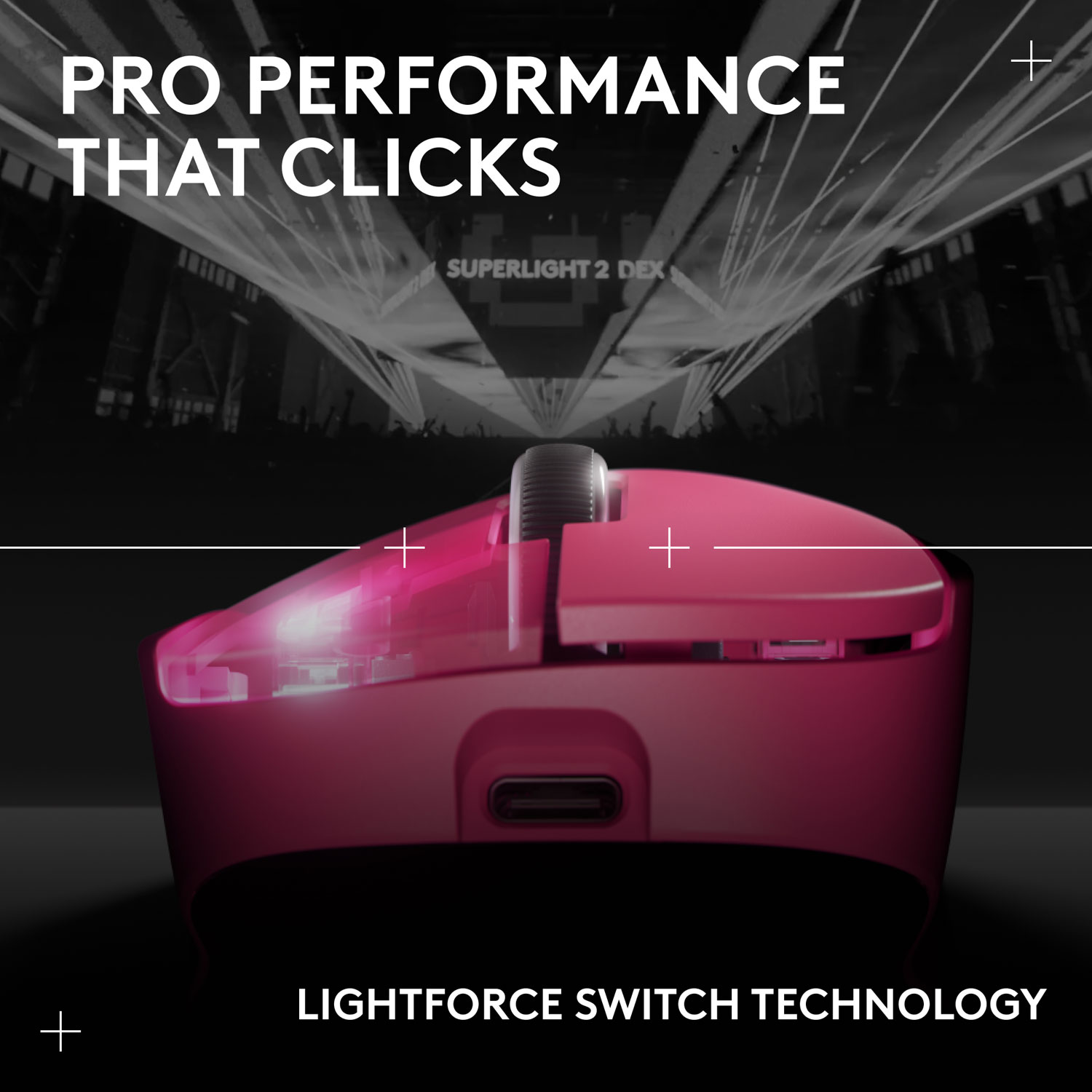 Logitech PRO X SUPERLIGHT 2 DEX 44000 DPI Wireless Optical Lightweight 5-Button Gaming Mouse - Magenta