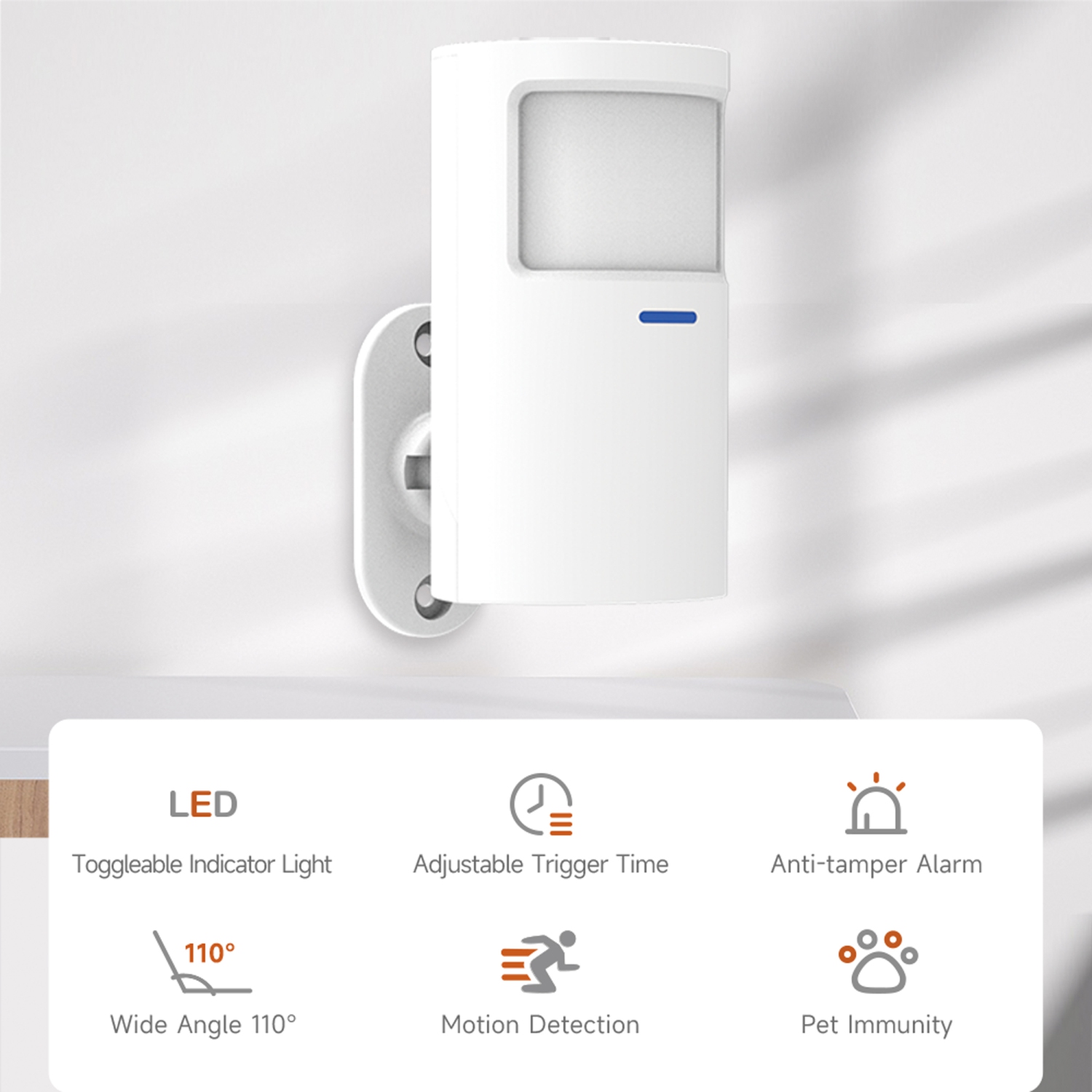 OSI Wireless Motion Sensors 2 Pack - Accessory for OSI Smart Alarm System (Gen 2), Wireless, Includes 2 AA Batteries, Pet Immunity, Wide Angle 110°.