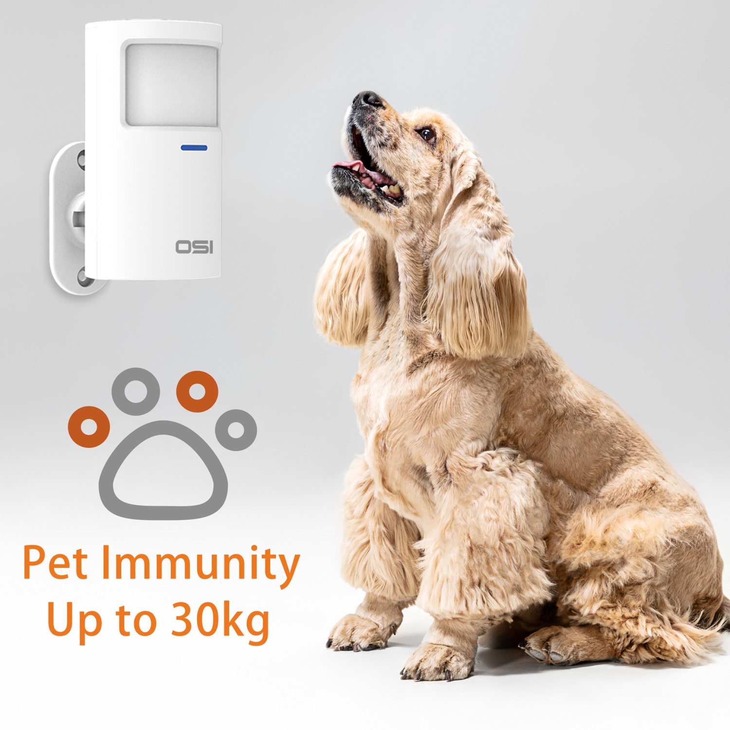 OSI Wireless Motion Sensors 2 Pack - Accessory for OSI Smart Alarm System (Gen 2), Wireless, Includes 2 AA Batteries, Pet Immunity, Wide Angle 110°.