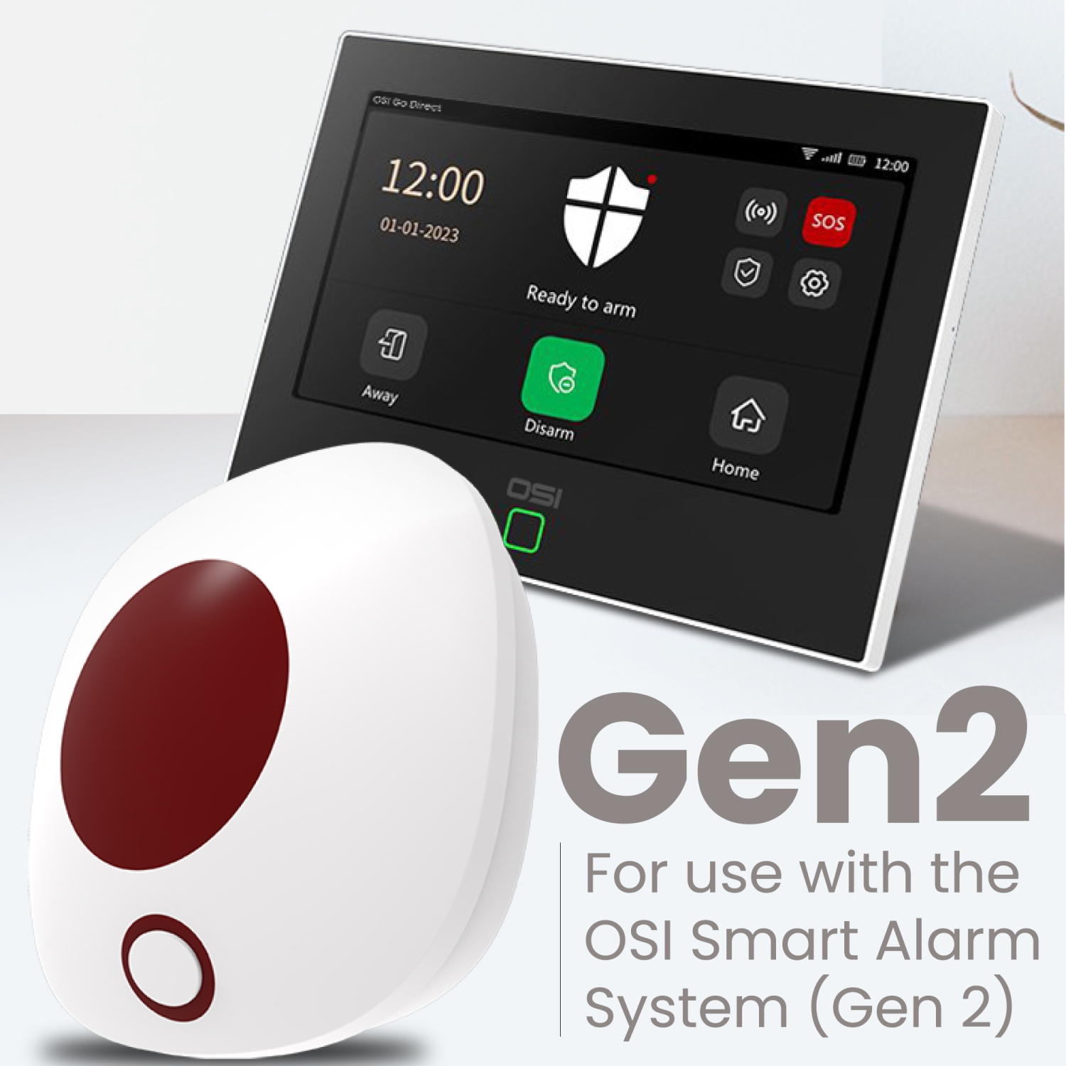 Sirène d'alarme stroboscopique sans fil OSI - Accessoire pour système d'alarme intelligent OSI (2e gén), se branche sur une prise électrique, sirène