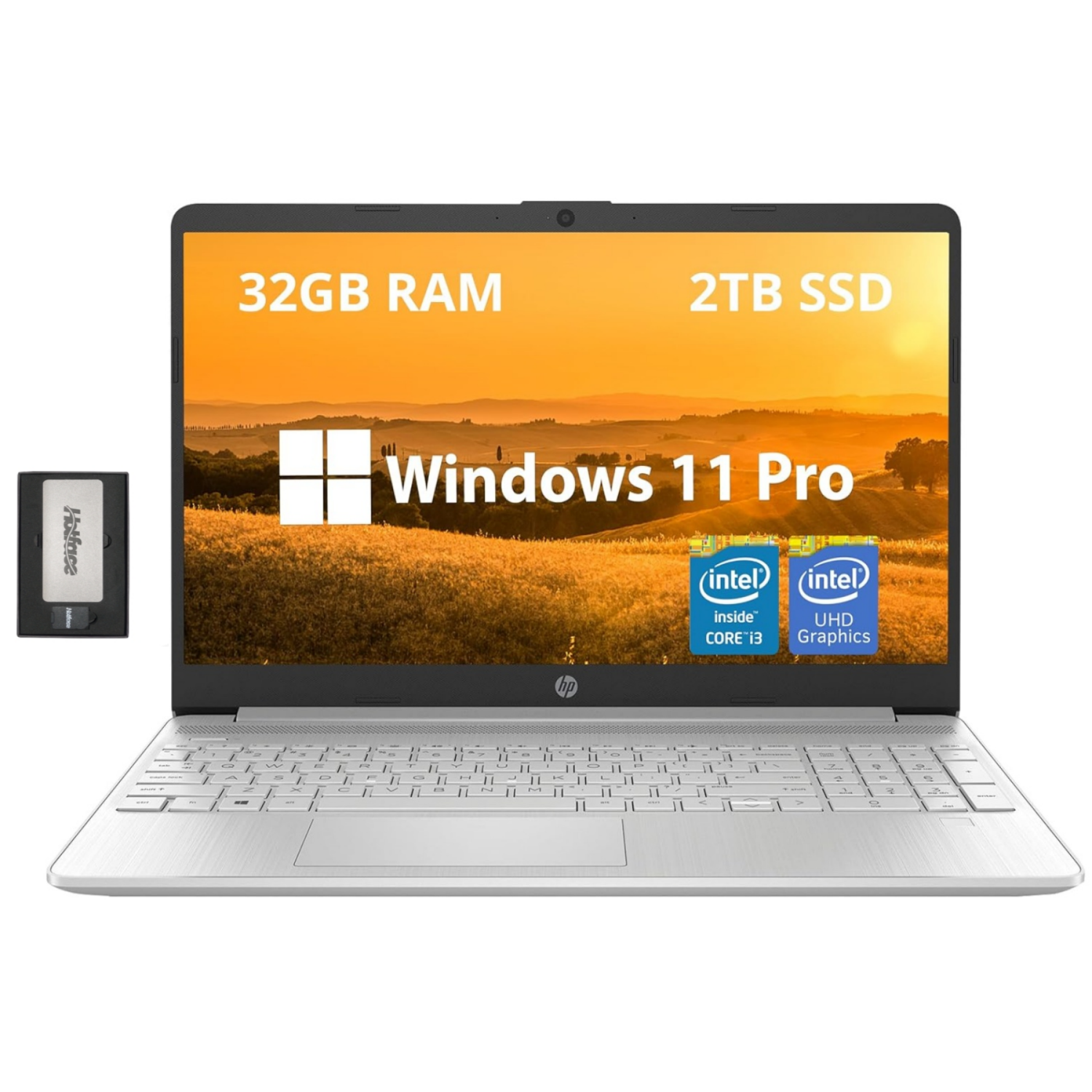 HP 15.6" FHD Business Laptop, Intel Core i3-1215U, 2TB PCIe SSD, 32GB DDR4 RAM, Intel UHD Graphics, HD Webcam, Fingerprint Reader, Silver, Win 11