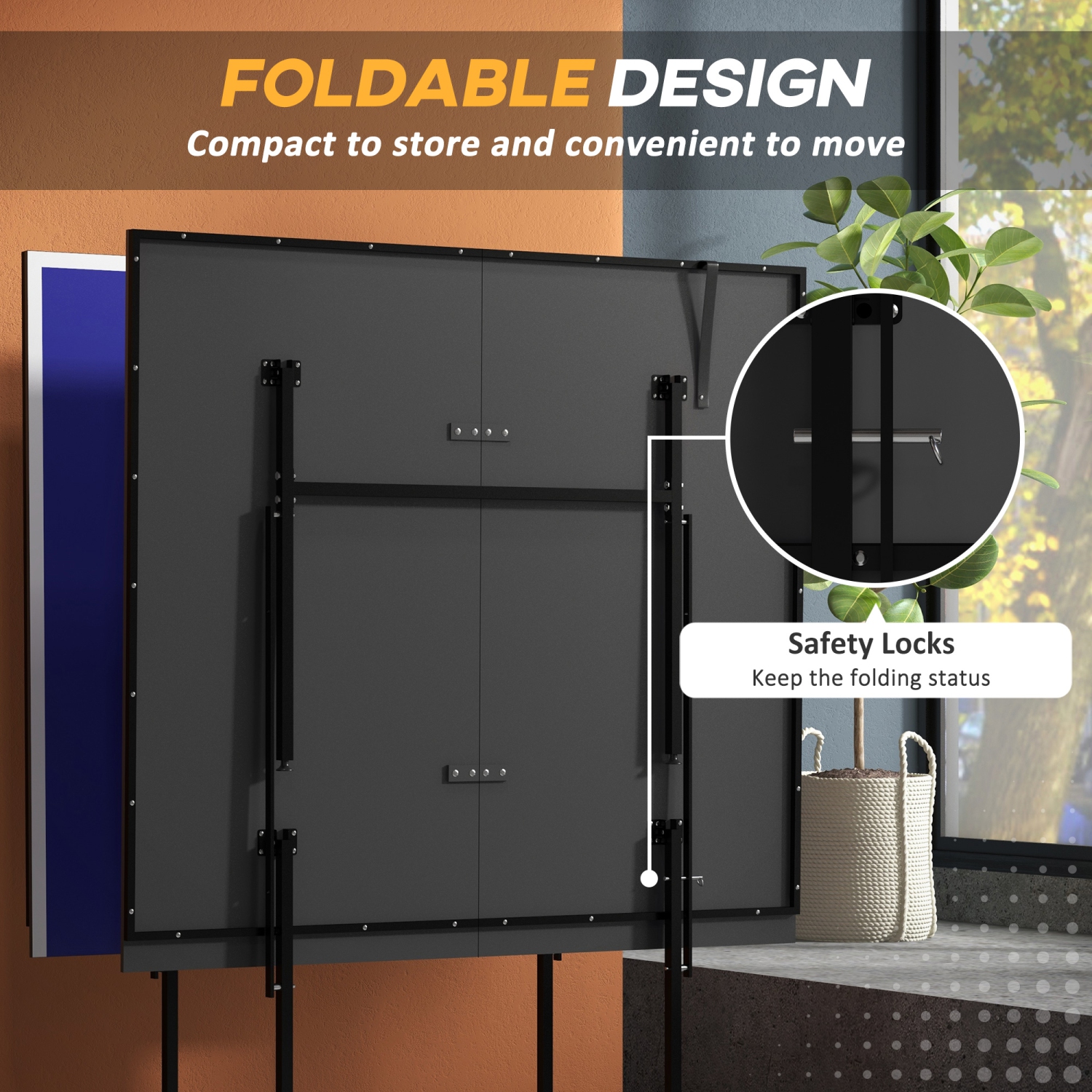 Soozier – Ensemble de table de tennis de table pleine grandeur, table de tennis de table pliable avec filet, 2 raquettes, 3 balles, table portative