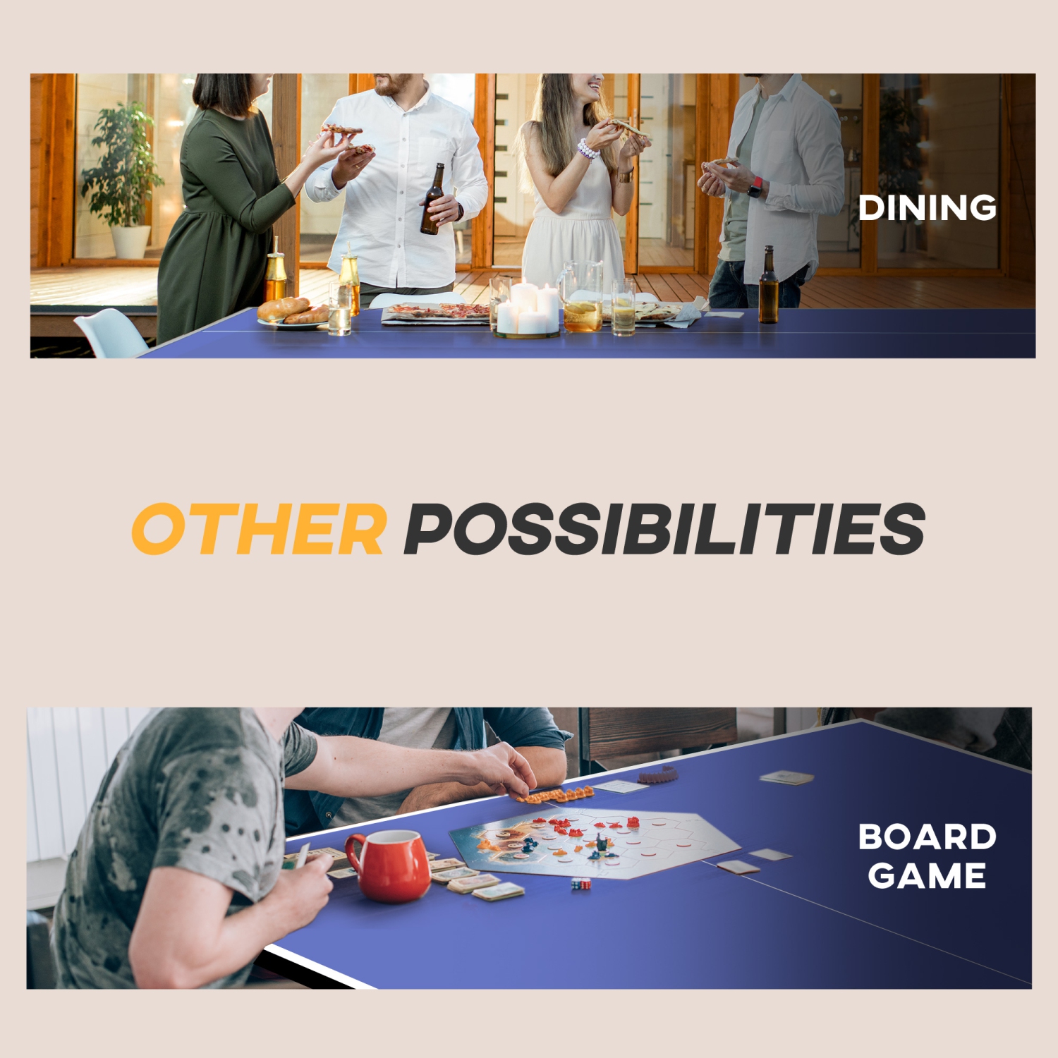 Soozier – Ensemble de table de tennis de table pleine grandeur, table de tennis de table pliable avec filet, 2 raquettes, 3 balles, table portative