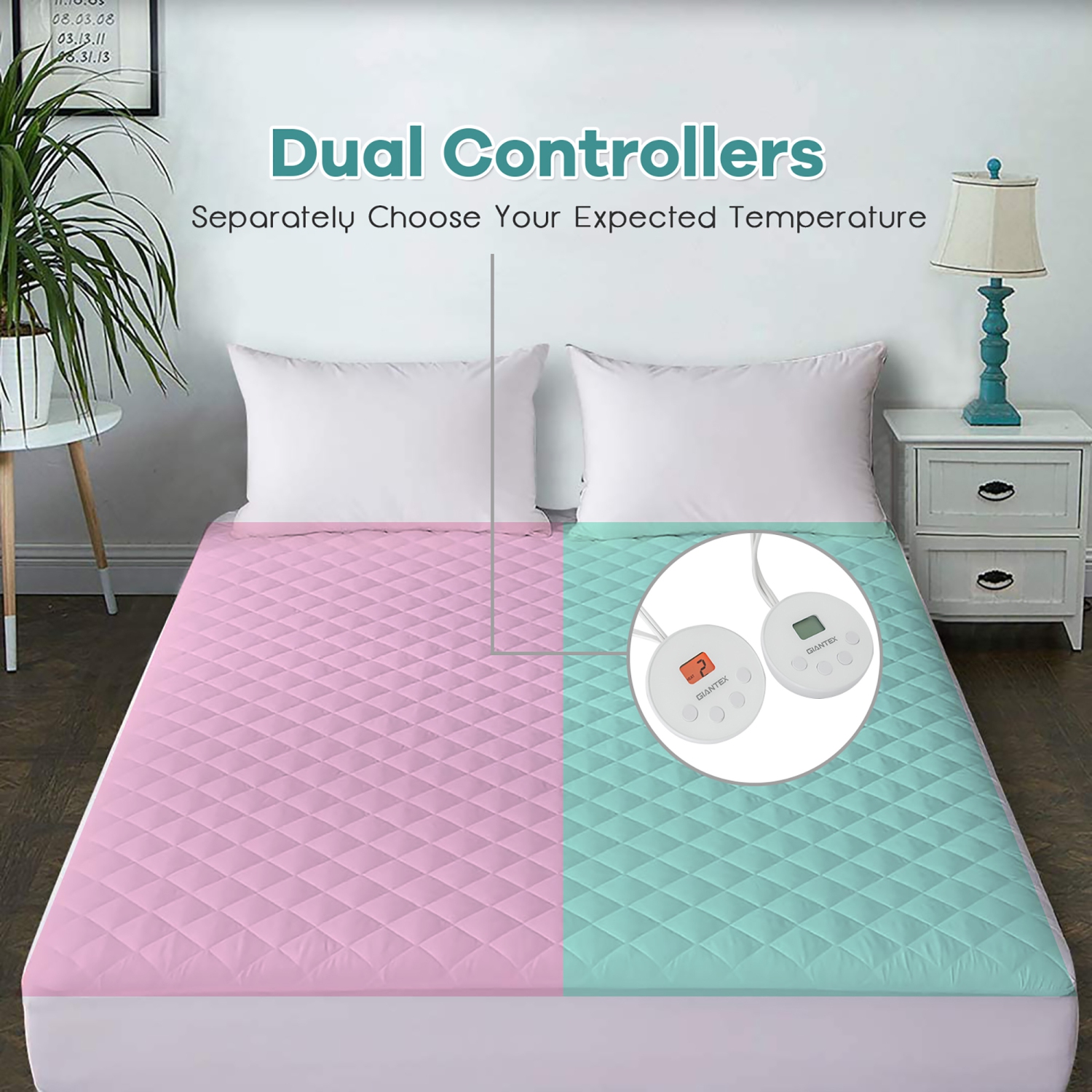 Costway Heated Electric Mattress Pad Queen Size w/Dual Controller Auto Shut Off