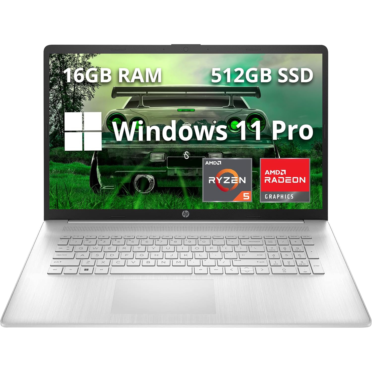 Refurbished (Excellent) - HP 17.3" Brightview HD+ Touchscreen Laptop, AMD Ryzen 5 5625U Processor, 512GB PCIe SSD, 16GB RAM, AMD Radeon Graphics, Full-Size Keyboard, Windows 11 Pro