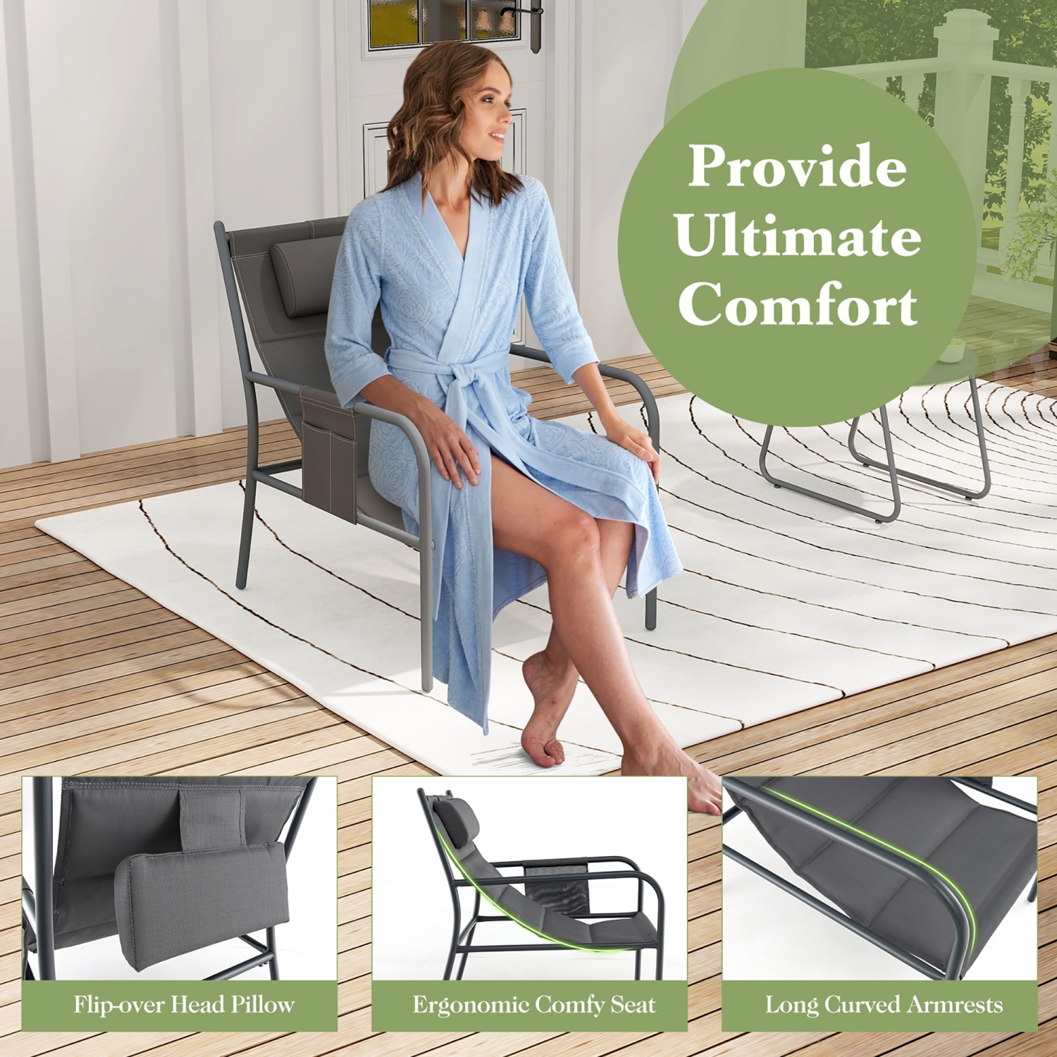 Gymax 3 Piece Patio Set Outdoor Table & Chairs Bistro Set Small Front Porch Balcony Furniture