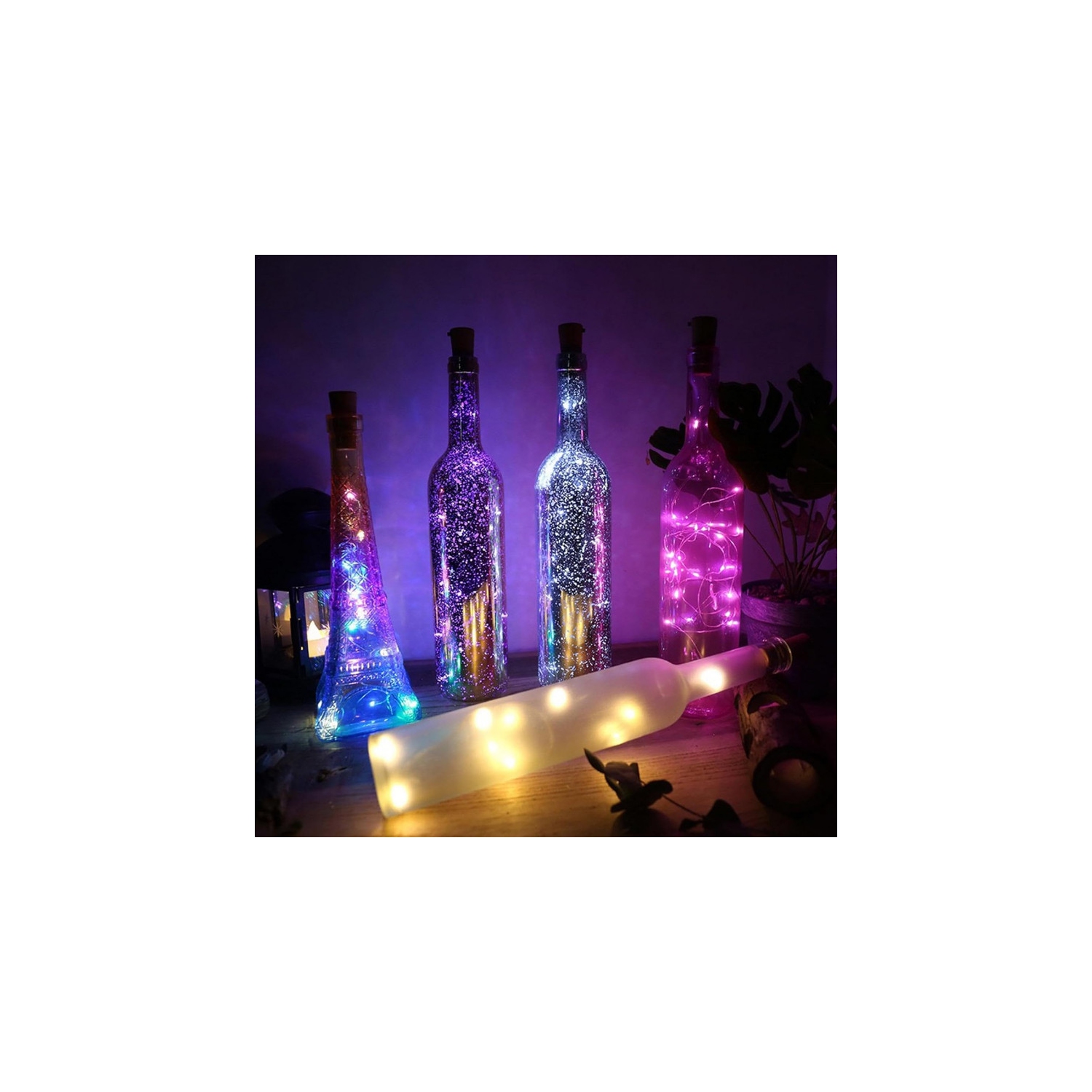 YOULIGHTS Wine Bottle Lights with Cork, 20 Pack 6.56ft/2M LED Wine Bottle Light, 3 Speed Adjustment for