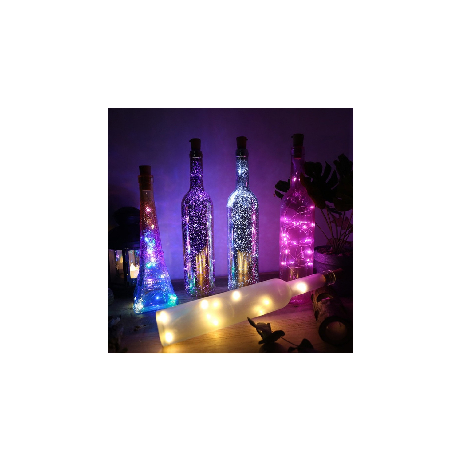 YOULIGHTS Wine Bottle Lights with Cork, 20 Pack 6.56ft/2M LED Wine Bottle Light, 3 Speed Adjustment for