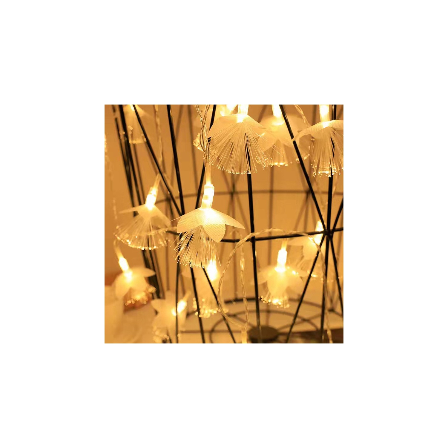 YOULIGHTS 40 – guirlande de lumières à DEL en fibre optique 19,68Ft/6&nbsp;M, feux de feu à piles, blanc chaud