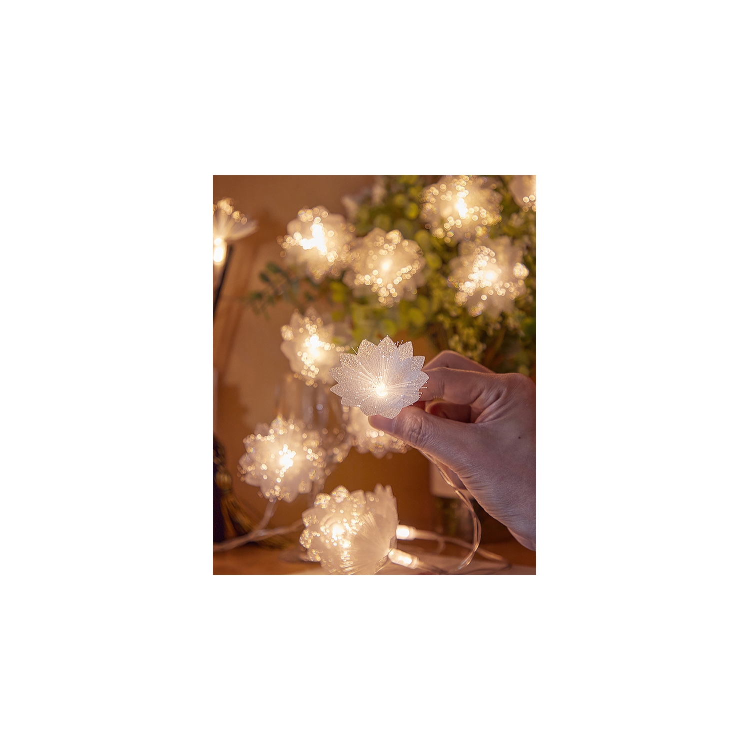 YOULIGHTS 40 – guirlande de lumières à DEL en fibre optique 19,68Ft/6&nbsp;M, feux de feu à piles, blanc chaud