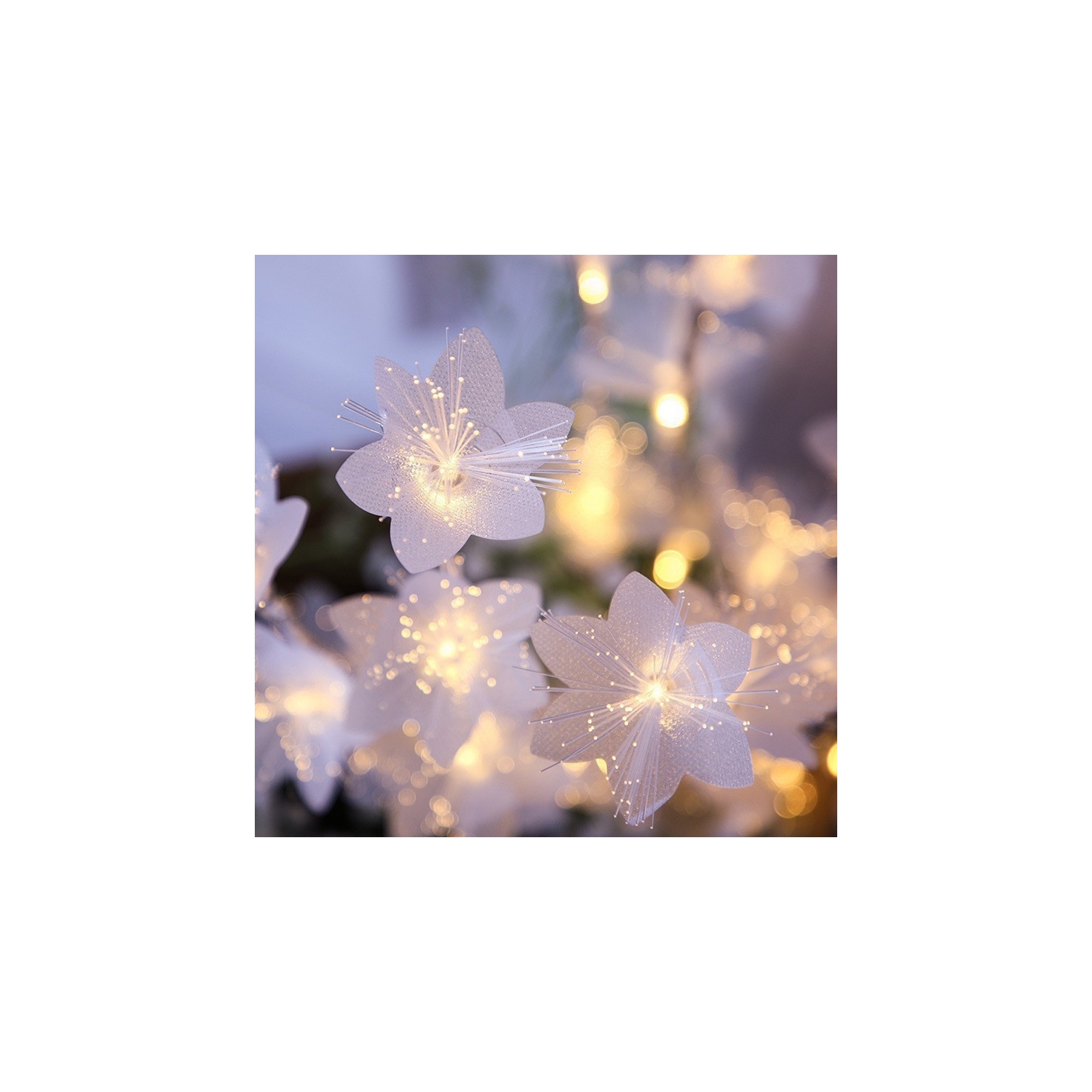 YOULIGHTS 40 – guirlande de lumières à DEL en fibre optique 19,68Ft/6&nbsp;M, feux de feu à piles, blanc chaud