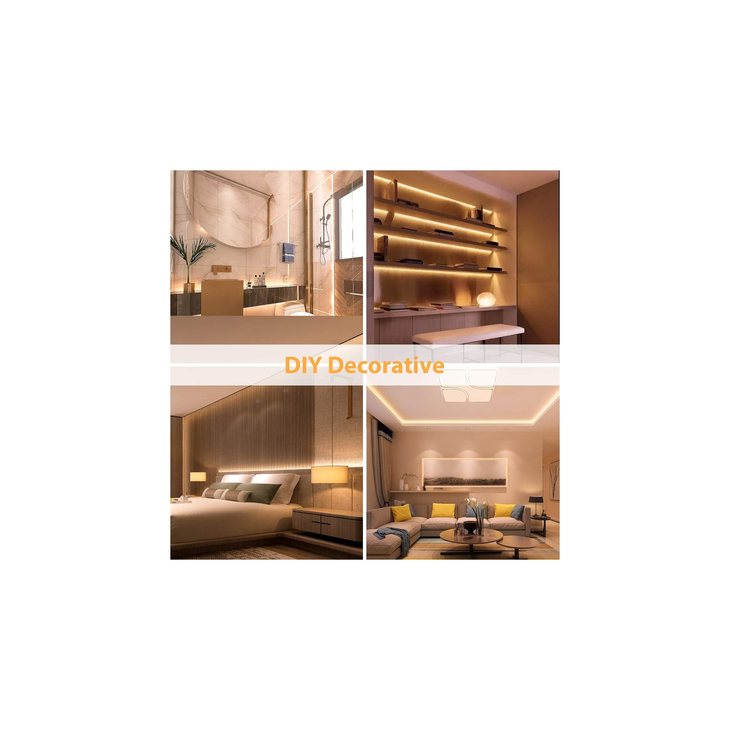 YOULIGHTS 16.4ft/5m LED Neon Lights, 12V Warm White Dimmable LED Strip Lights, for Bedroom Indoor Home Decor