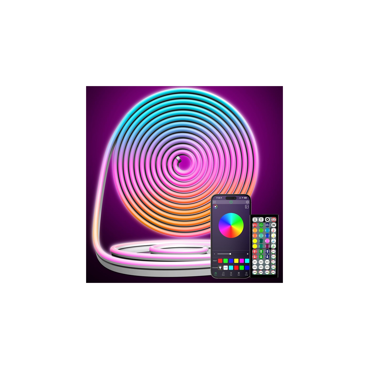 YOULIGHTS 49.21ft/15 M Led Neon Lights,Smart App Remote Control Music Sync Color Changing, DIY Graphics Flexible Led Lights Strip