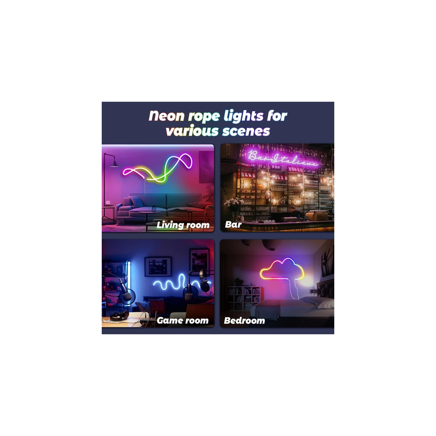 YOULIGHTS 49.21ft/15 M Led Neon Lights,Smart App Remote Control Music Sync Color Changing, DIY Graphics Flexible Led Lights Strip