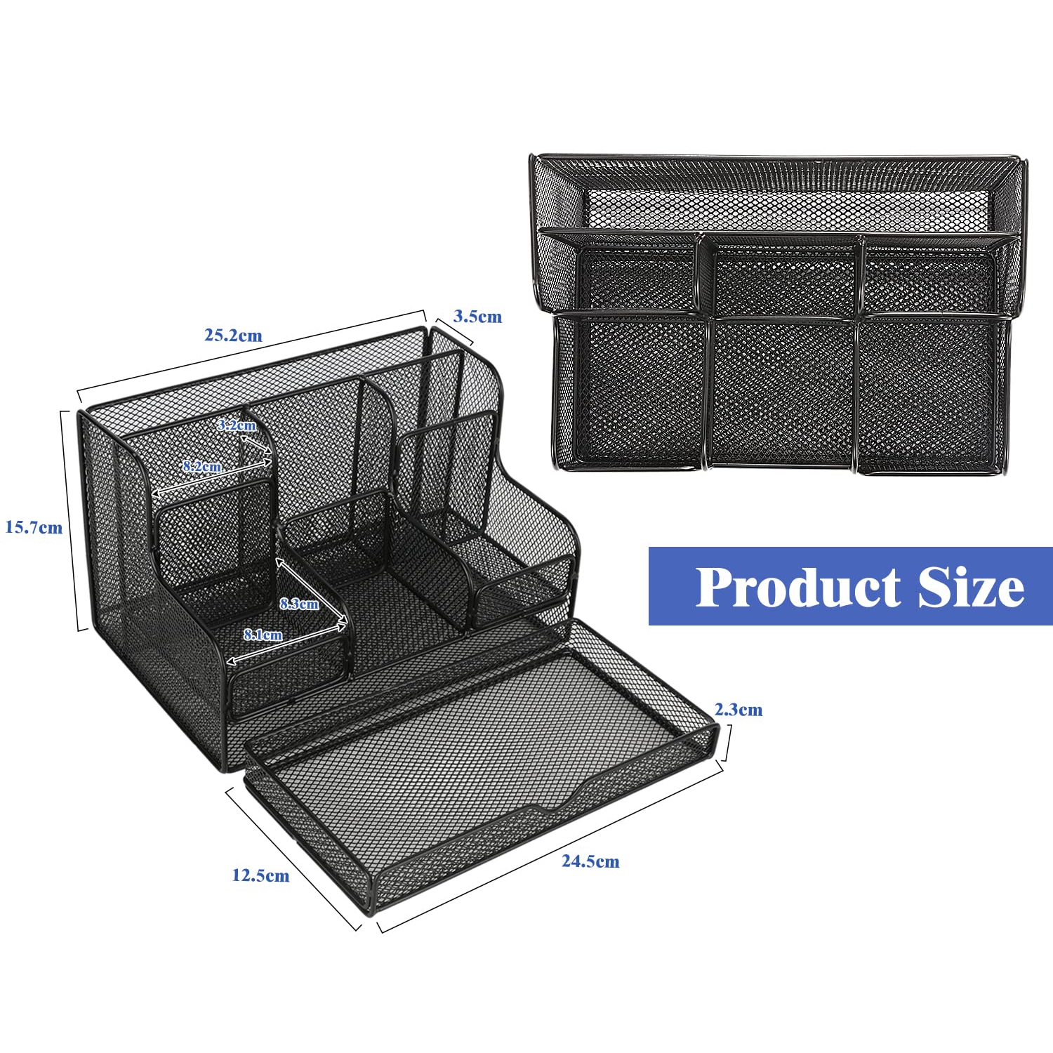 Desk Organizer, Office Organizers with 7 Compartmentsfor Notebook, Pens, Pencils Stationary Accessories Office Supplies