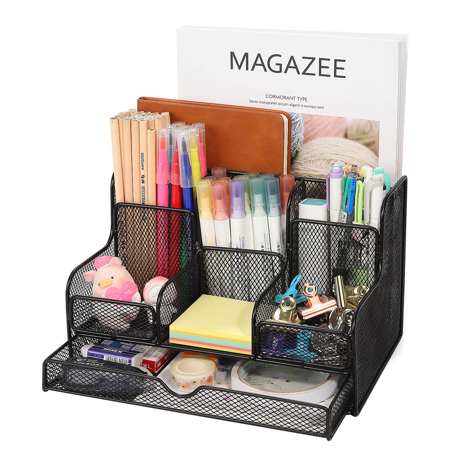 Desk Organizer, Office Organizers with 7 Compartmentsfor Notebook, Pens, Pencils Stationary Accessories Office Supplies