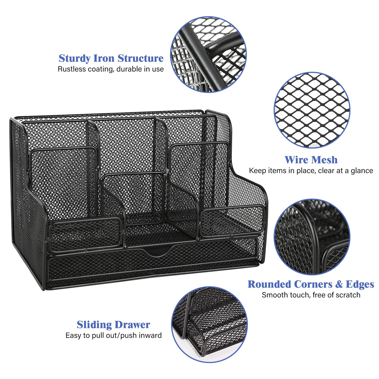 Desk Organizer, Office Organizers with 7 Compartmentsfor Notebook, Pens, Pencils Stationary Accessories Office Supplies