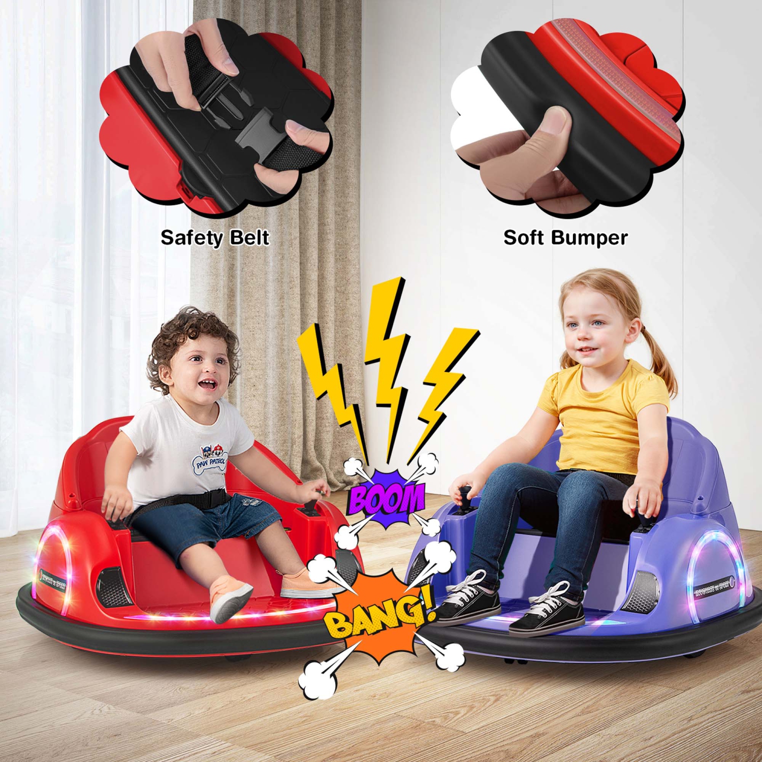 Costway 12V Electric 360° Spin Car Toy Ride on Bumper Car for Toddlers with Remote Control