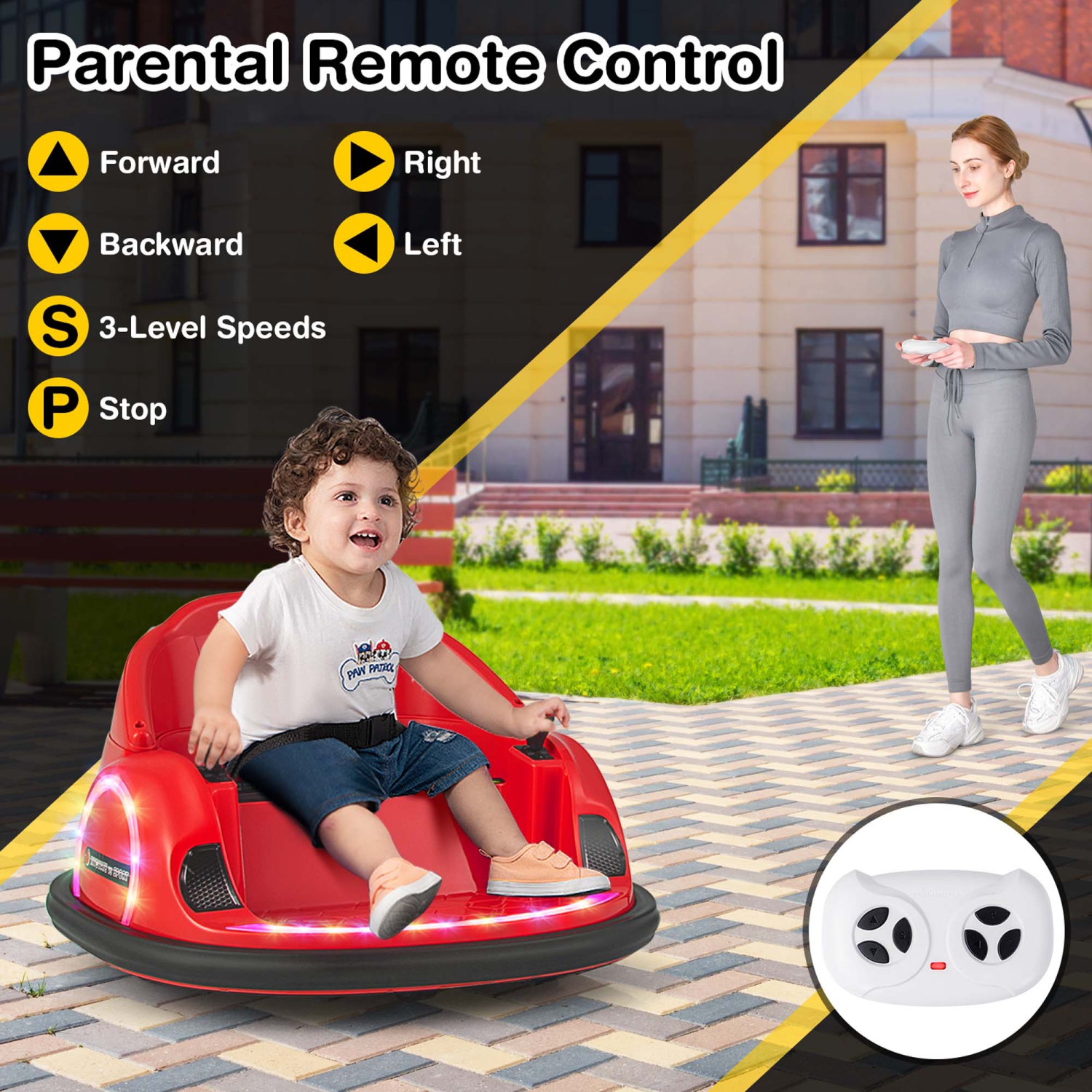Costway 12V Electric 360° Spin Car Toy Ride on Bumper Car for Toddlers with Remote Control