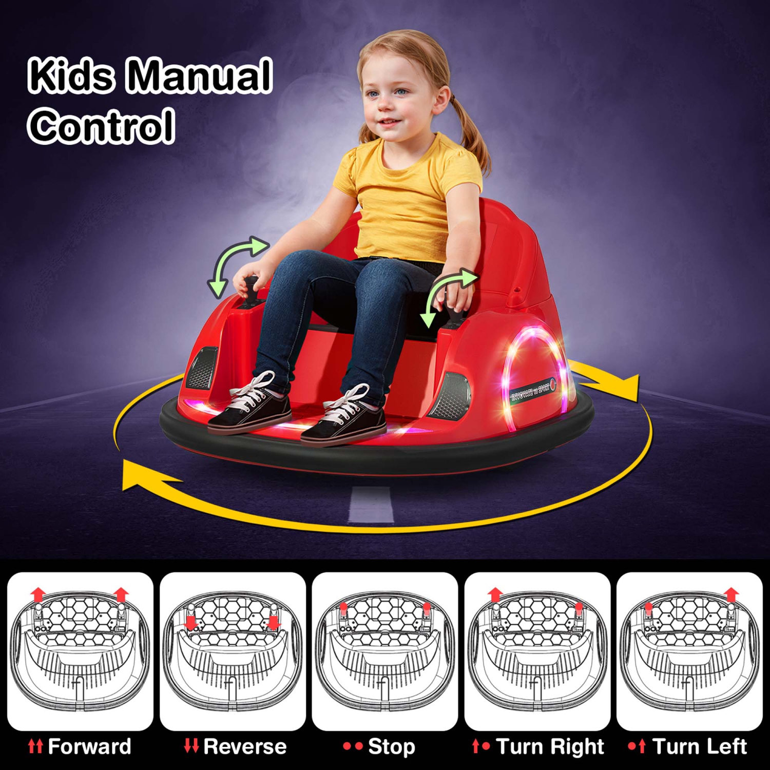 Costway 12V Electric 360° Spin Car Toy Ride on Bumper Car for Toddlers with Remote Control