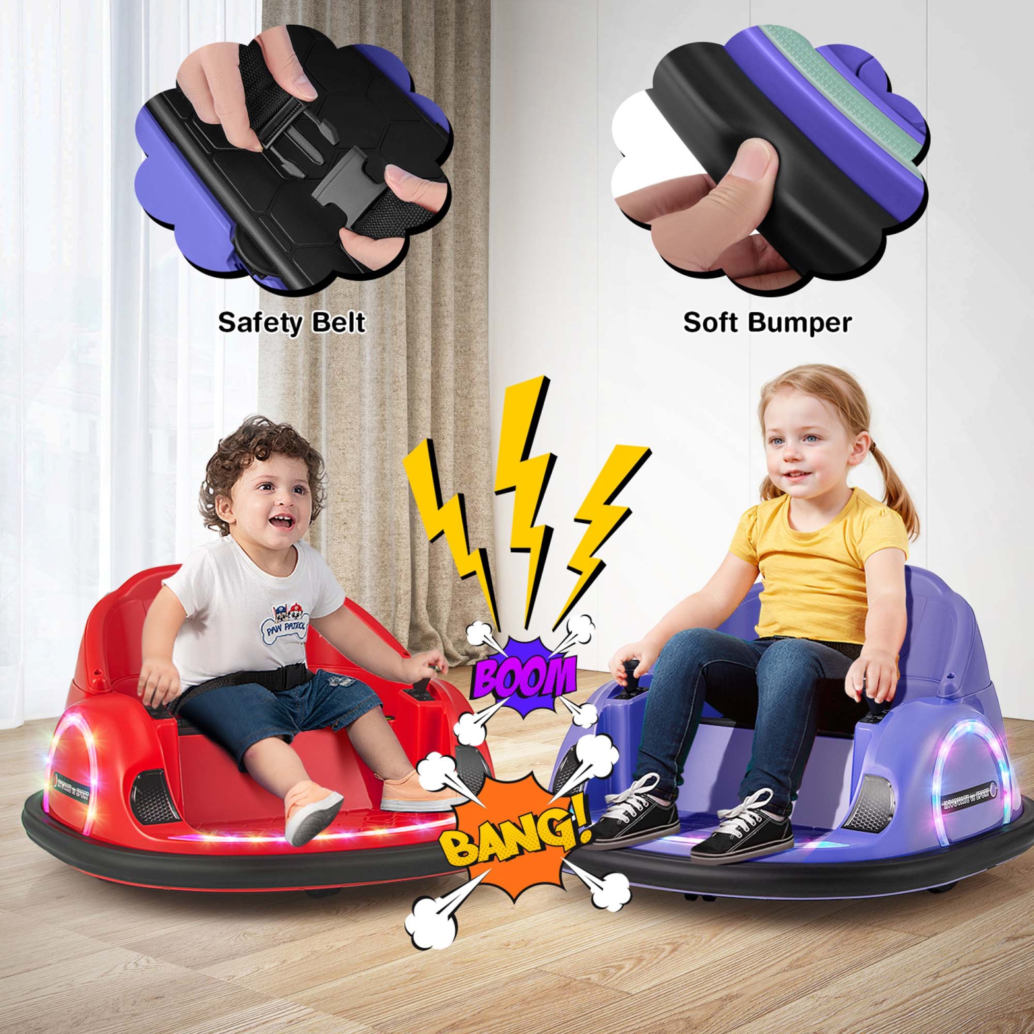 Costway 12V Electric 360° Spin Car Toy Ride on Bumper Car for Toddlers with Remote Control