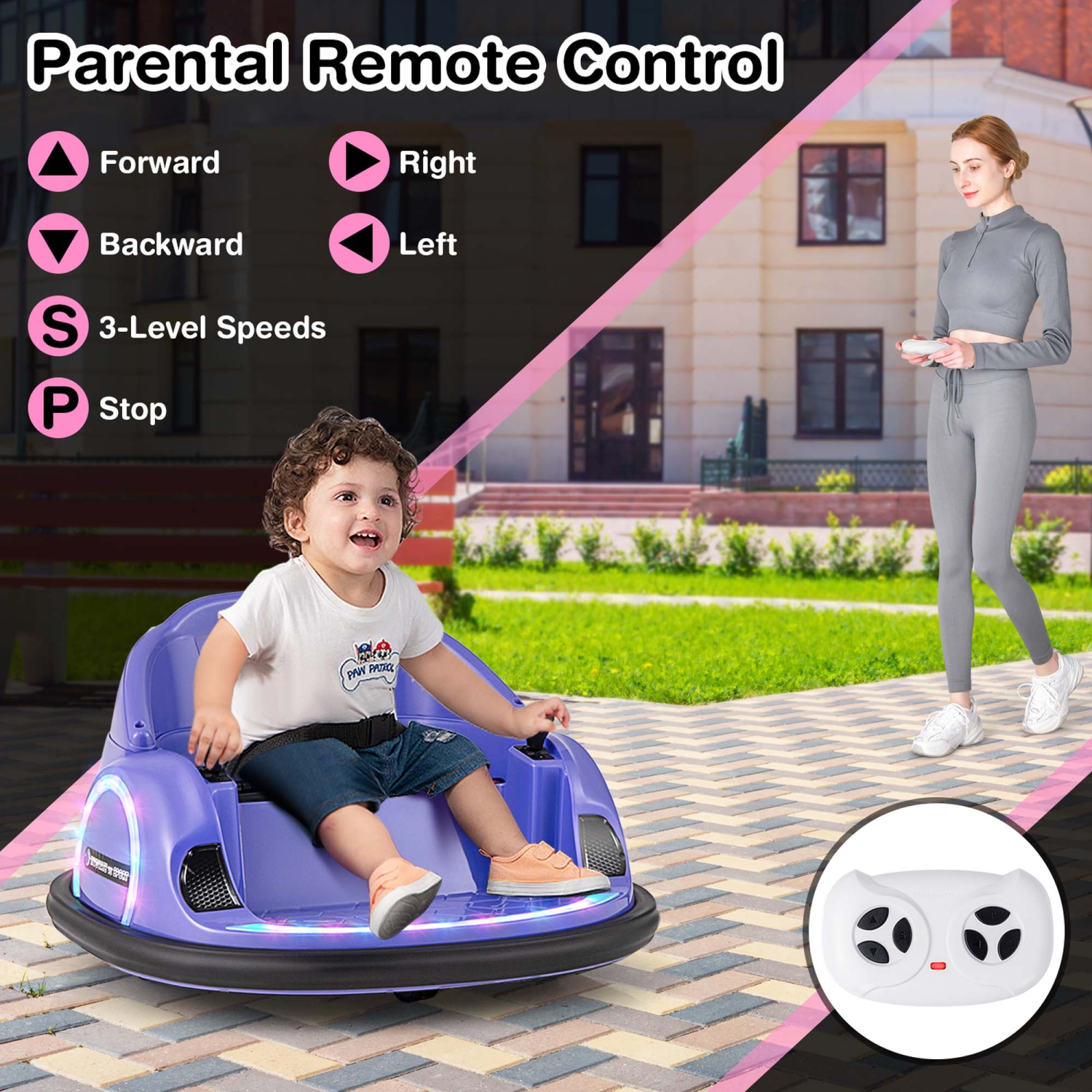 Costway 12V Electric 360° Spin Car Toy Ride on Bumper Car for Toddlers with Remote Control
