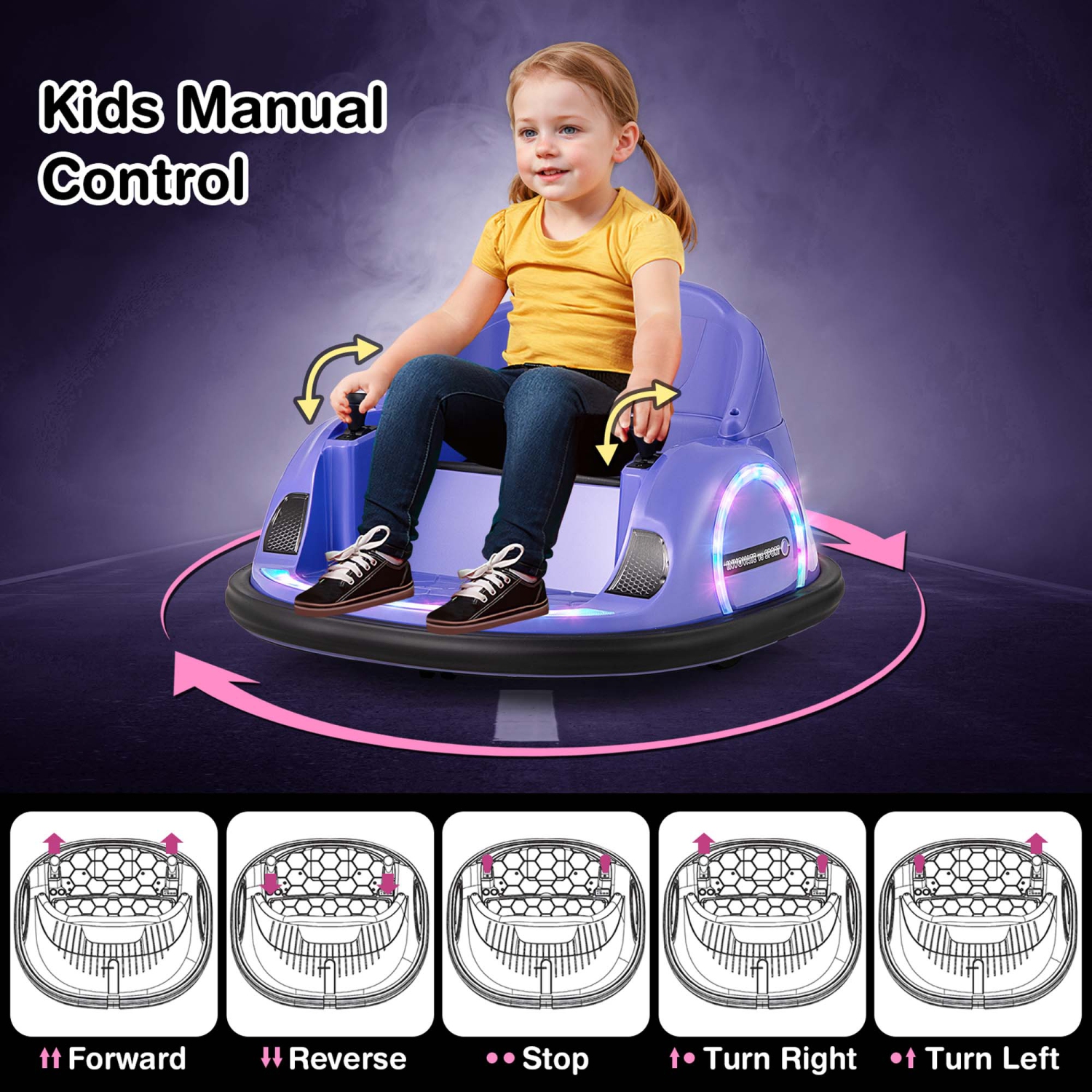 Costway 12V Electric 360° Spin Car Toy Ride on Bumper Car for Toddlers with Remote Control