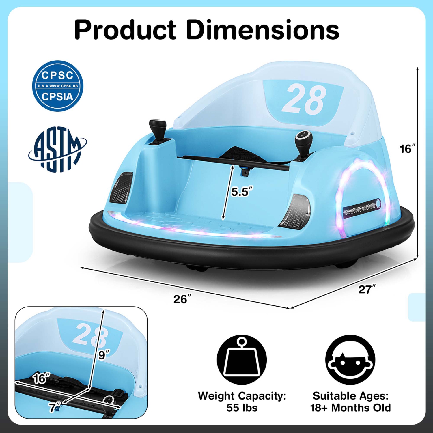 Costway 12V Electric 360° Spin Car Toy Ride on Bumper Car for Toddlers with Remote Control