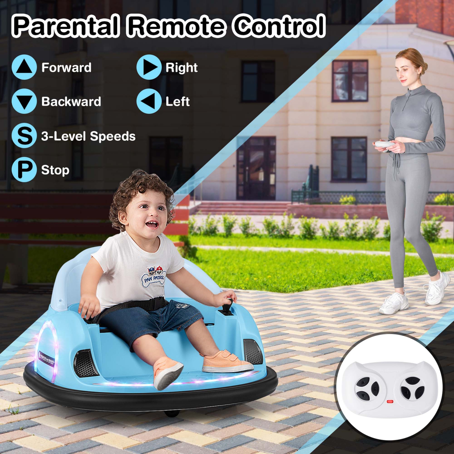 Costway 12V Electric 360° Spin Car Toy Ride on Bumper Car for Toddlers with Remote Control