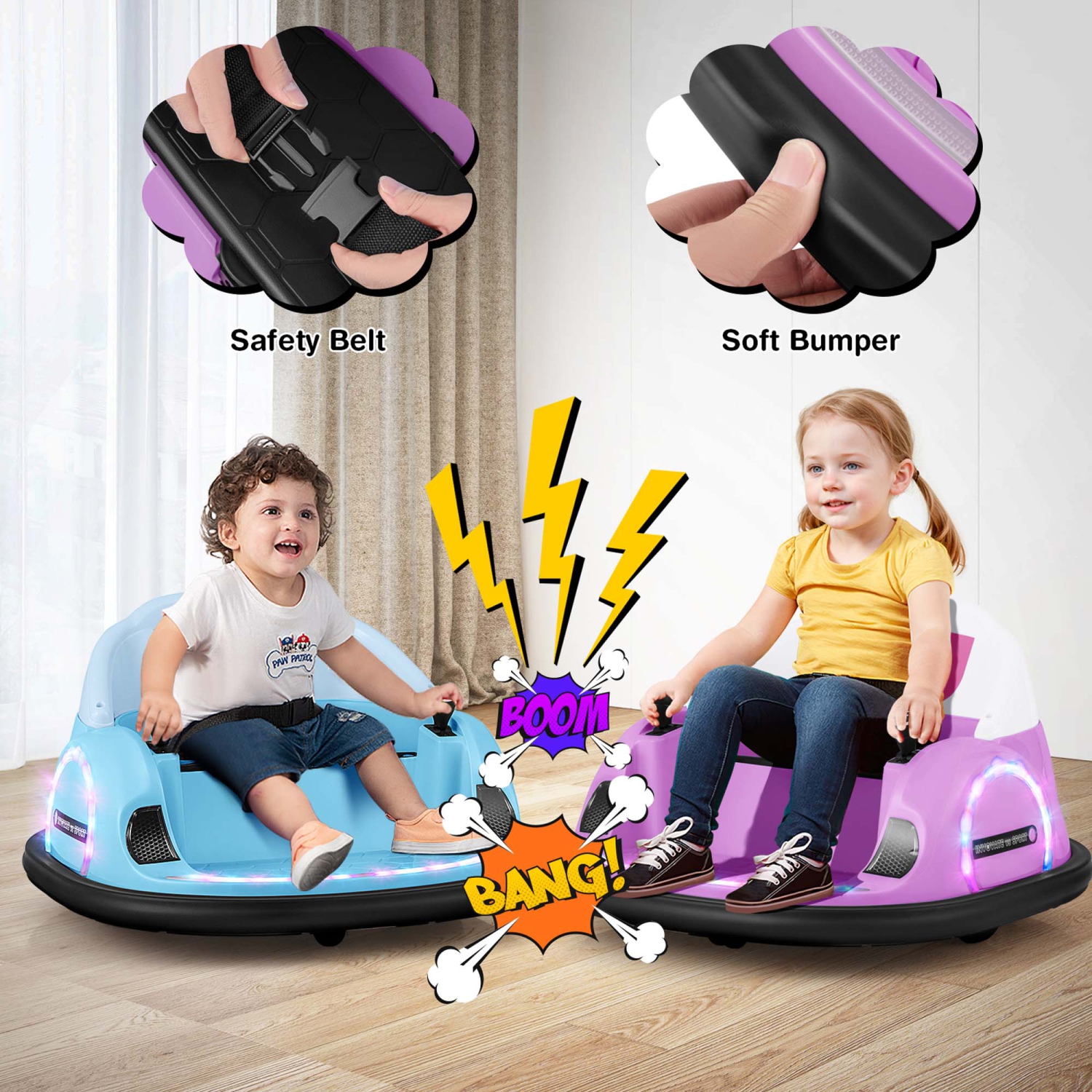 Costway 12V Electric 360° Spin Car Toy Ride on Bumper Car for Toddlers with Remote Control