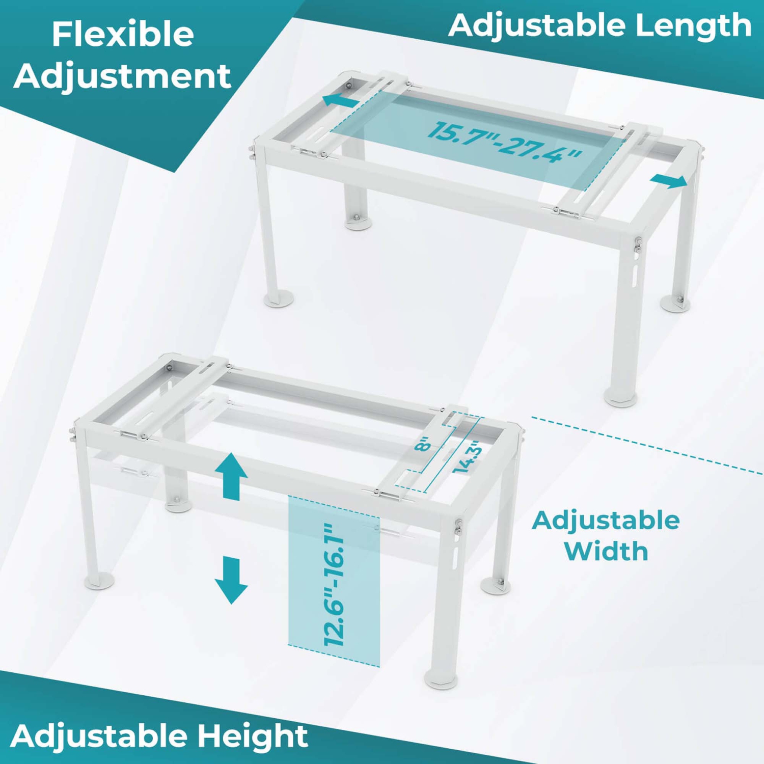 Support de sol divisé miniature de 16 po de Costway avec hauteur réglable, longueur et largeur ajustables pour condensateur c.a.