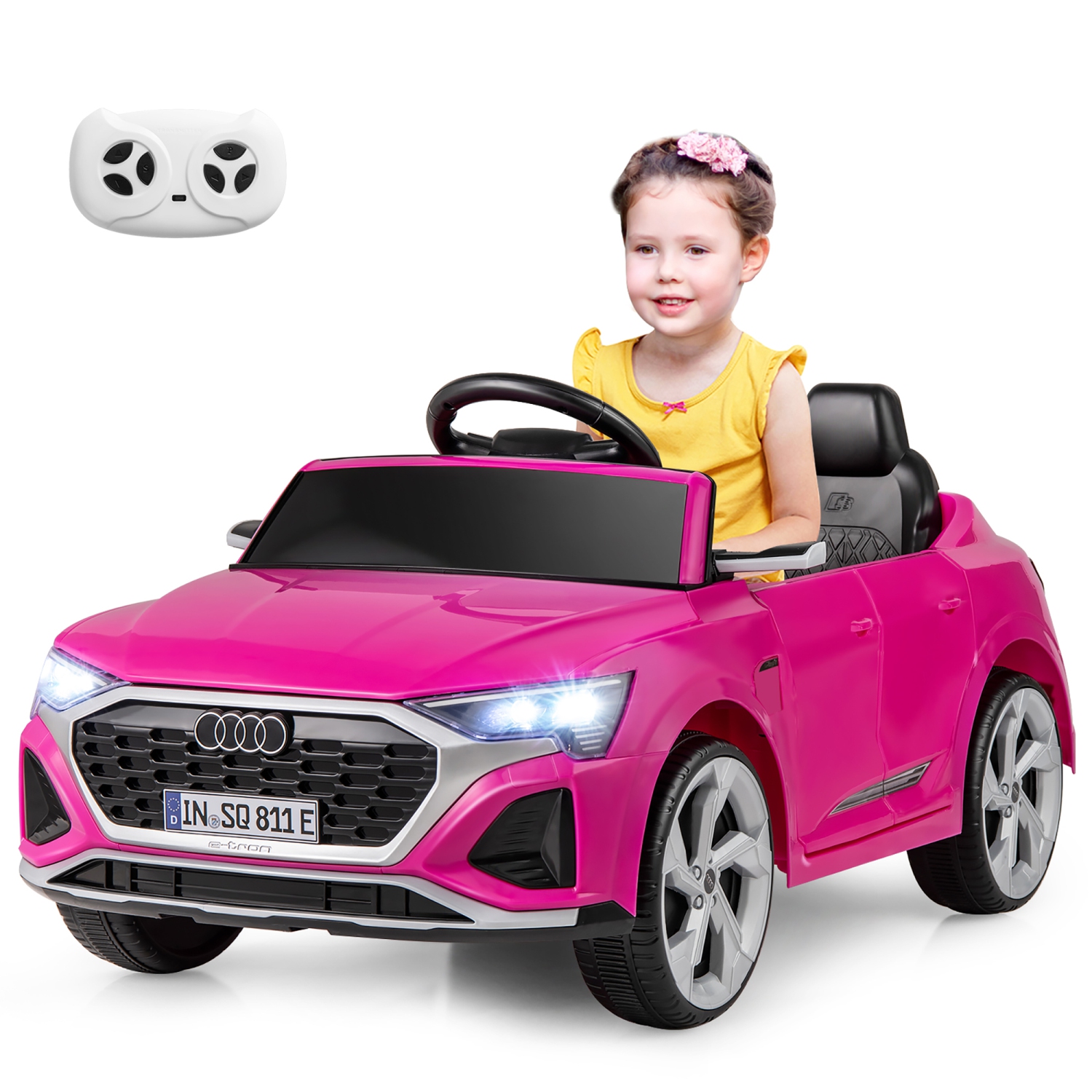 Gymax 12V Kids Ride On Car w/Remote Control 4 Wheels Suspension 3 Speeds LED Headlight