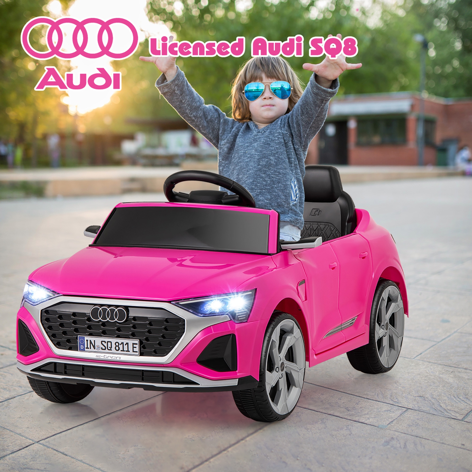 Gymax 12V Kids Ride On Car w/Remote Control 4 Wheels Suspension 3 Speeds LED Headlight