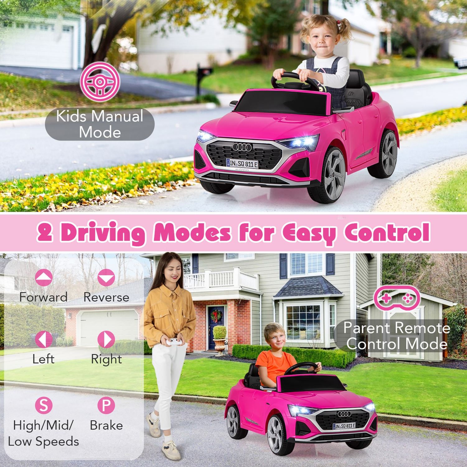 Gymax 12V Kids Ride On Car w/Remote Control 4 Wheels Suspension 3 Speeds LED Headlight