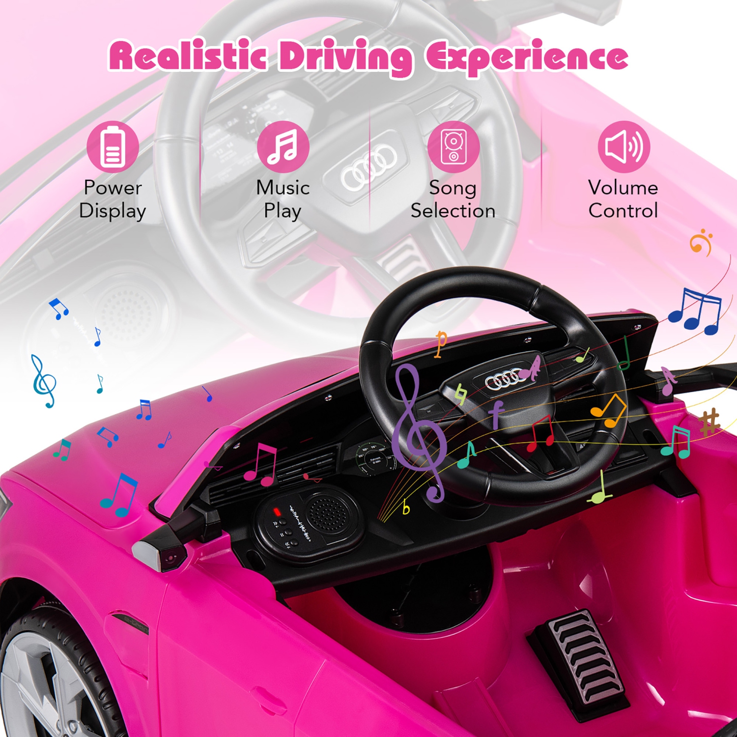 Gymax 12V Kids Ride On Car w/Remote Control 4 Wheels Suspension 3 Speeds LED Headlight