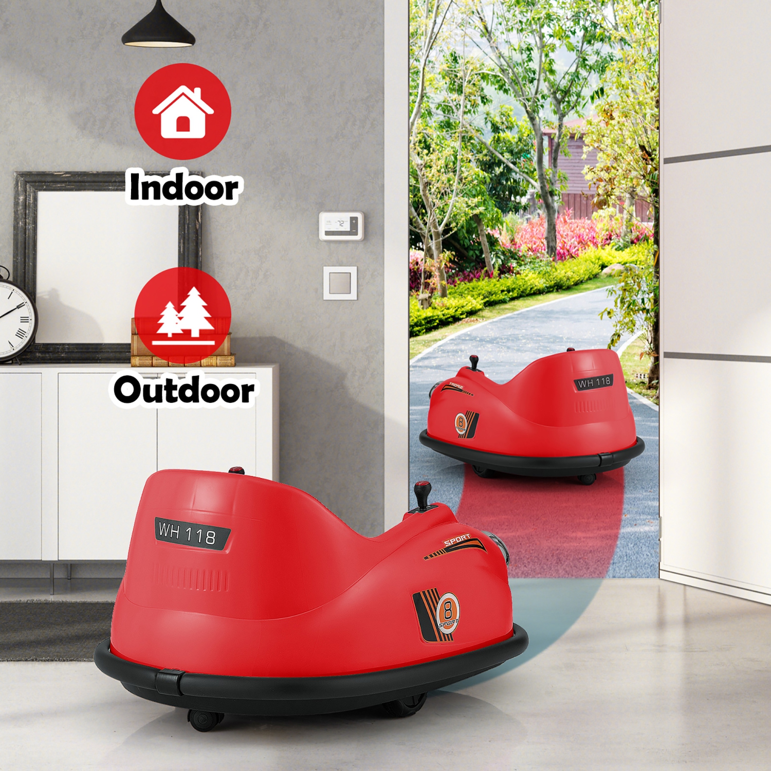 Gymax 12V Electric Kids Ride on Bumper Car Battery Powered Bumping Car w/ Remote Control