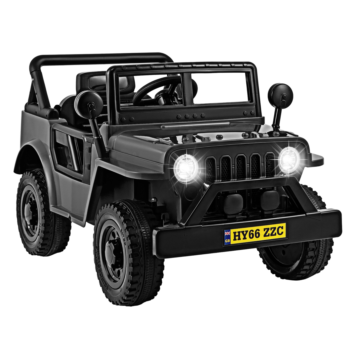 Gymax 12V Kids Ride on Truck Car w/Remote Control Threaded Wheels 3 Speeds LED Lights