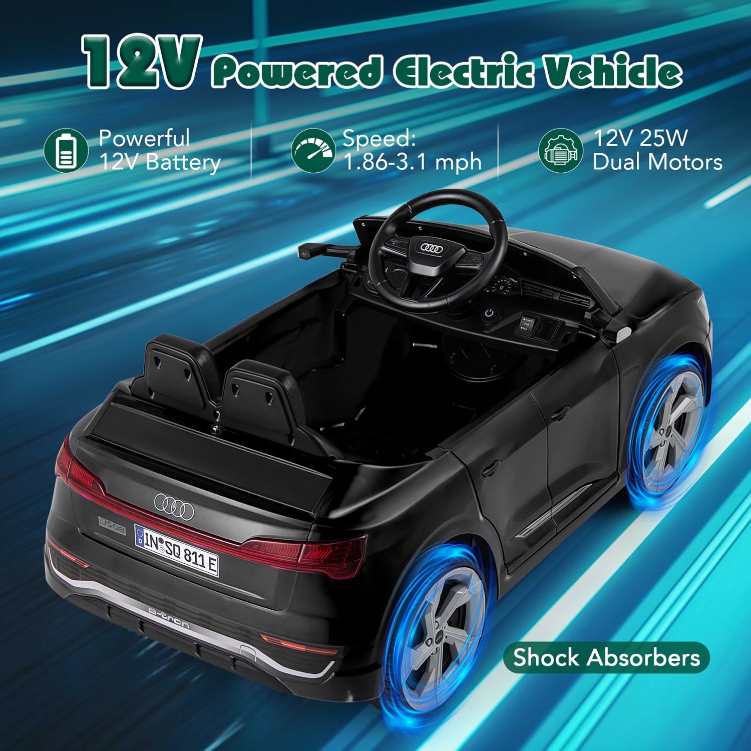 Gymax 12V Kids Ride On Car w/Remote Control 4 Wheels Suspension 3 Speeds LED Headlight