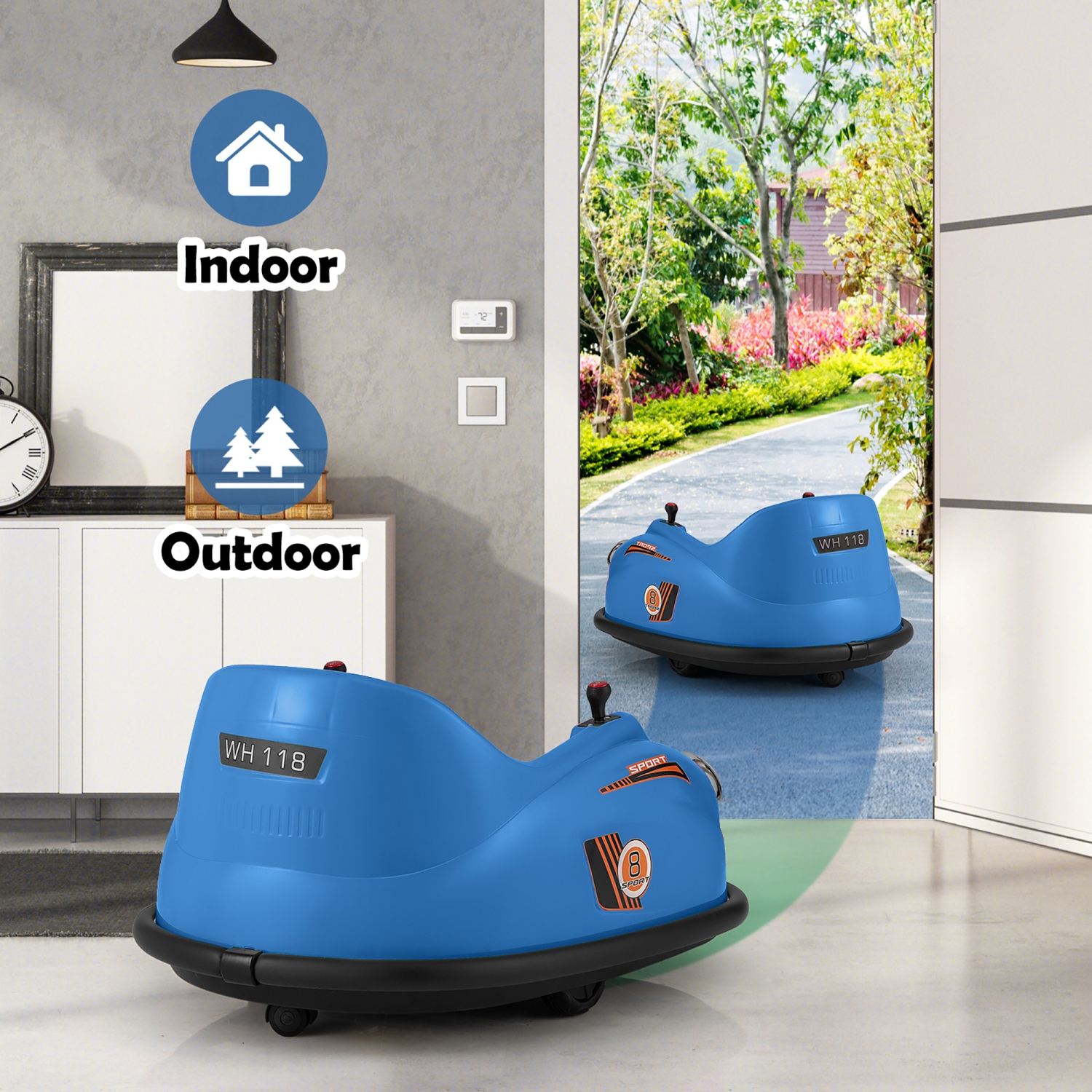 Gymax 12V Electric Kids Ride on Bumper Car Battery Powered Bumping Car w/ Remote Control