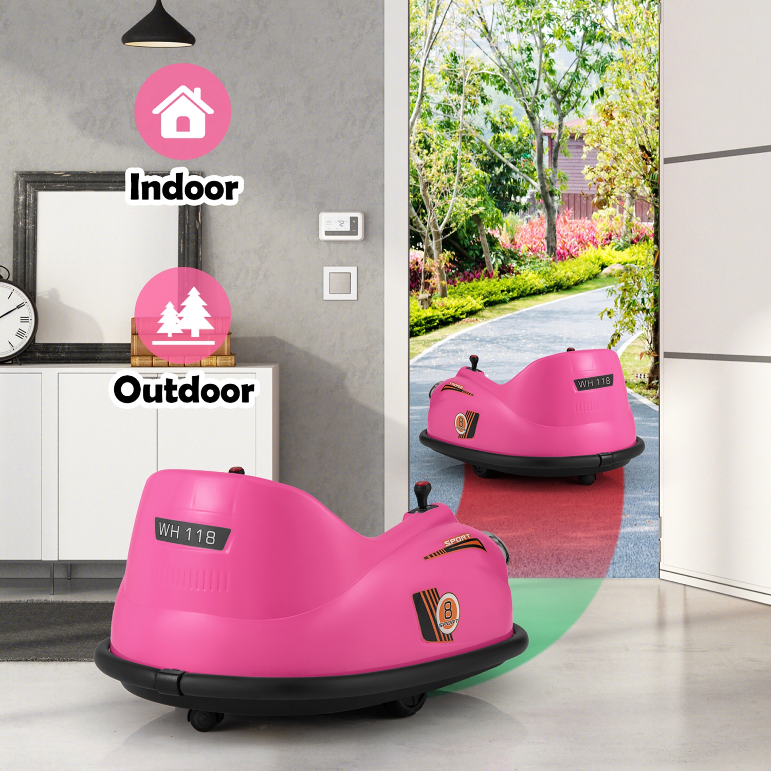 Gymax 12V Electric Kids Ride on Bumper Car Battery Powered Bumping Car w/ Remote Control