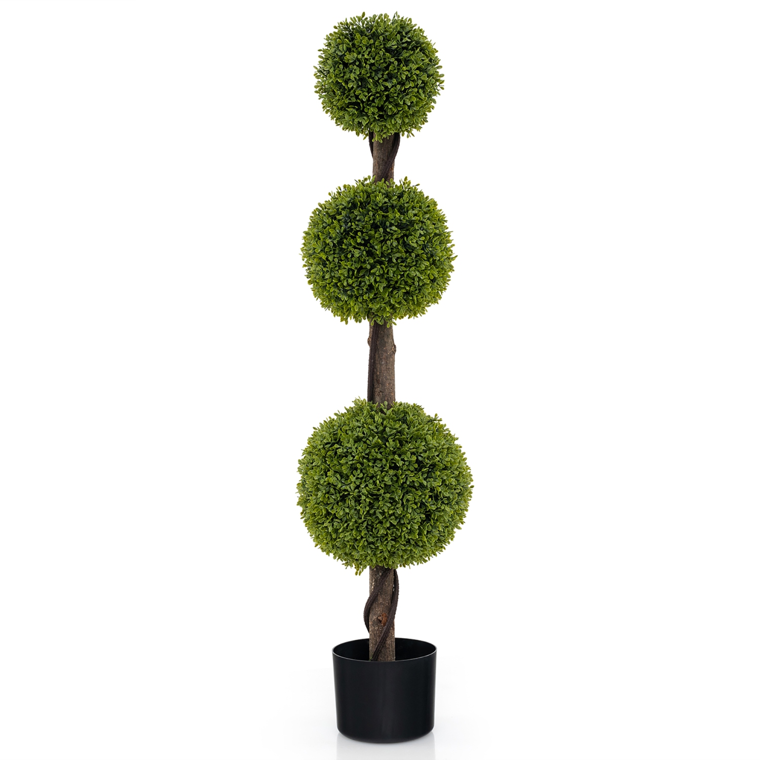 Gymax 4 FT Artificial Boxwood Topiary Ball Tree w/ Weighted Pot Faux Cypress Tree