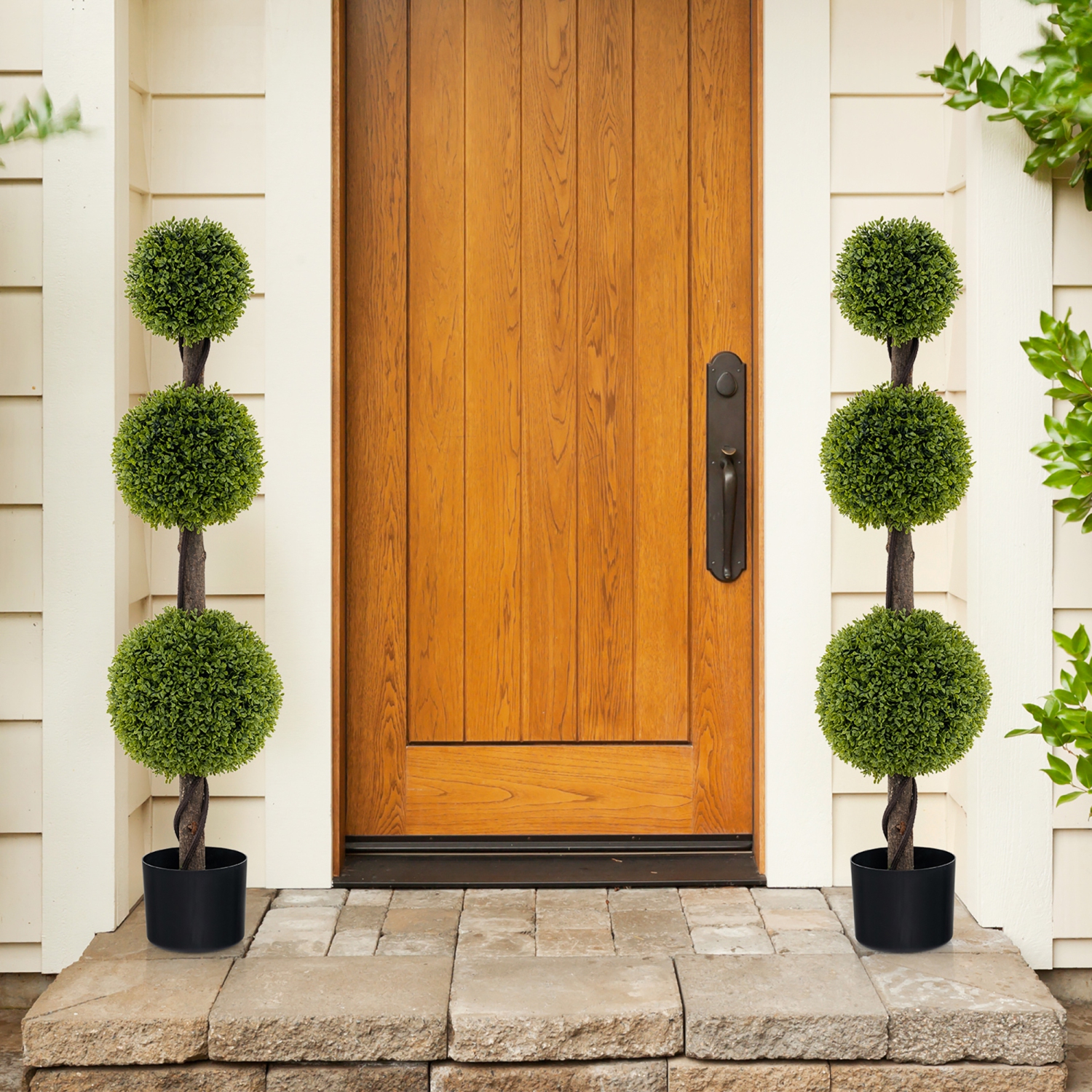 Gymax 4 FT Artificial Boxwood Topiary Ball Tree w/ Weighted Pot Faux Cypress Tree